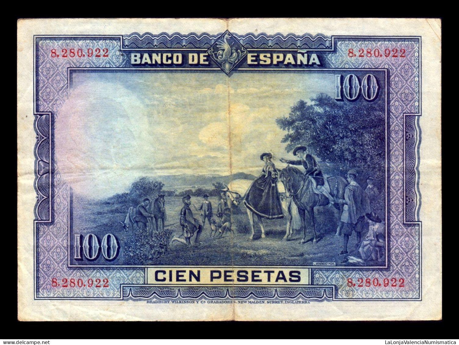 España Spain Lote 10 Billetes 100 Pesetas Cervantes 1928 Pick 76 Bc/Mbc F/Vf - 100 Peseten