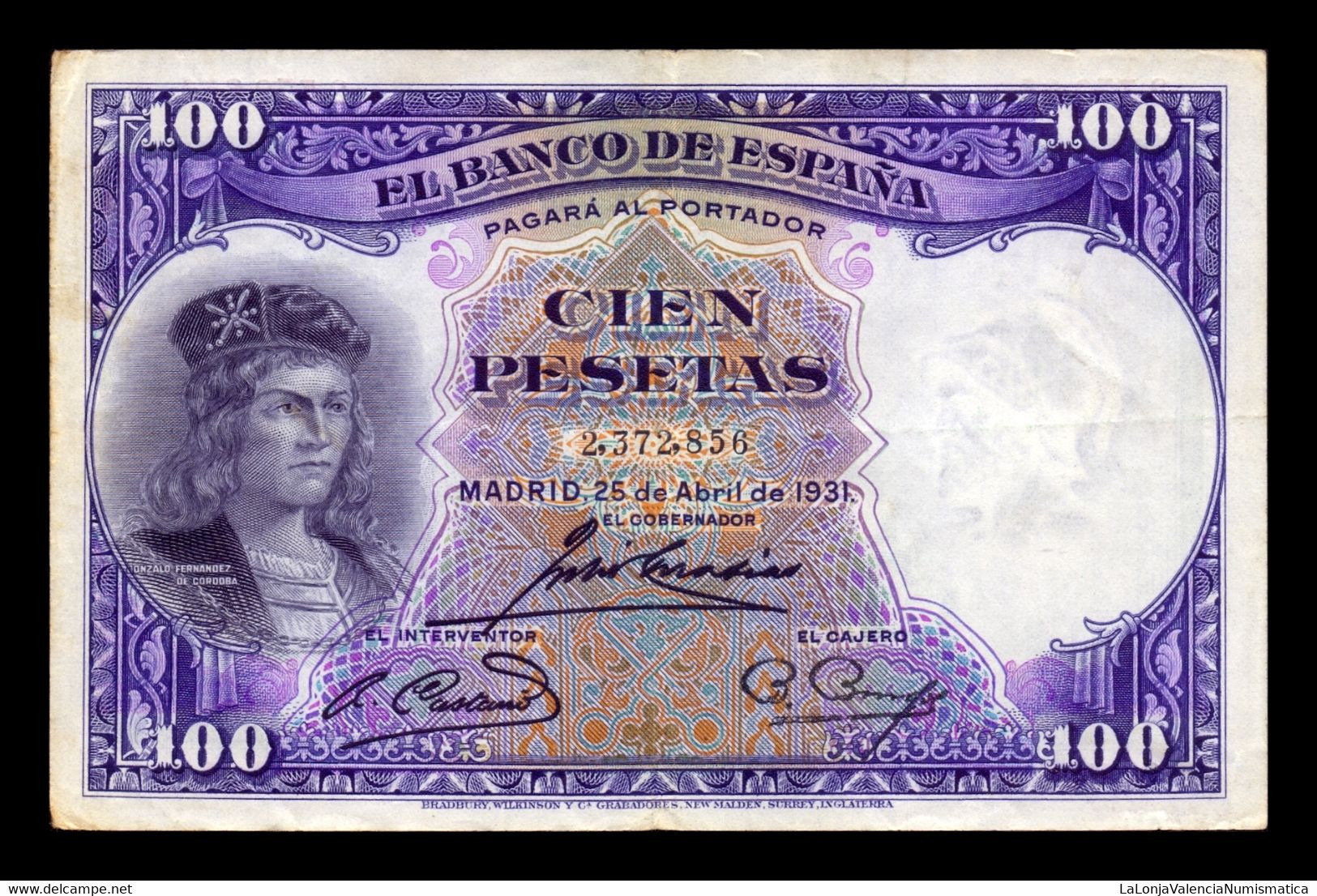 España Spain Lote 10 Billetes 100 Pesetas Gran Capitán 1931 Pick 83 Bc/Mbc F/Vf - 100 Pesetas