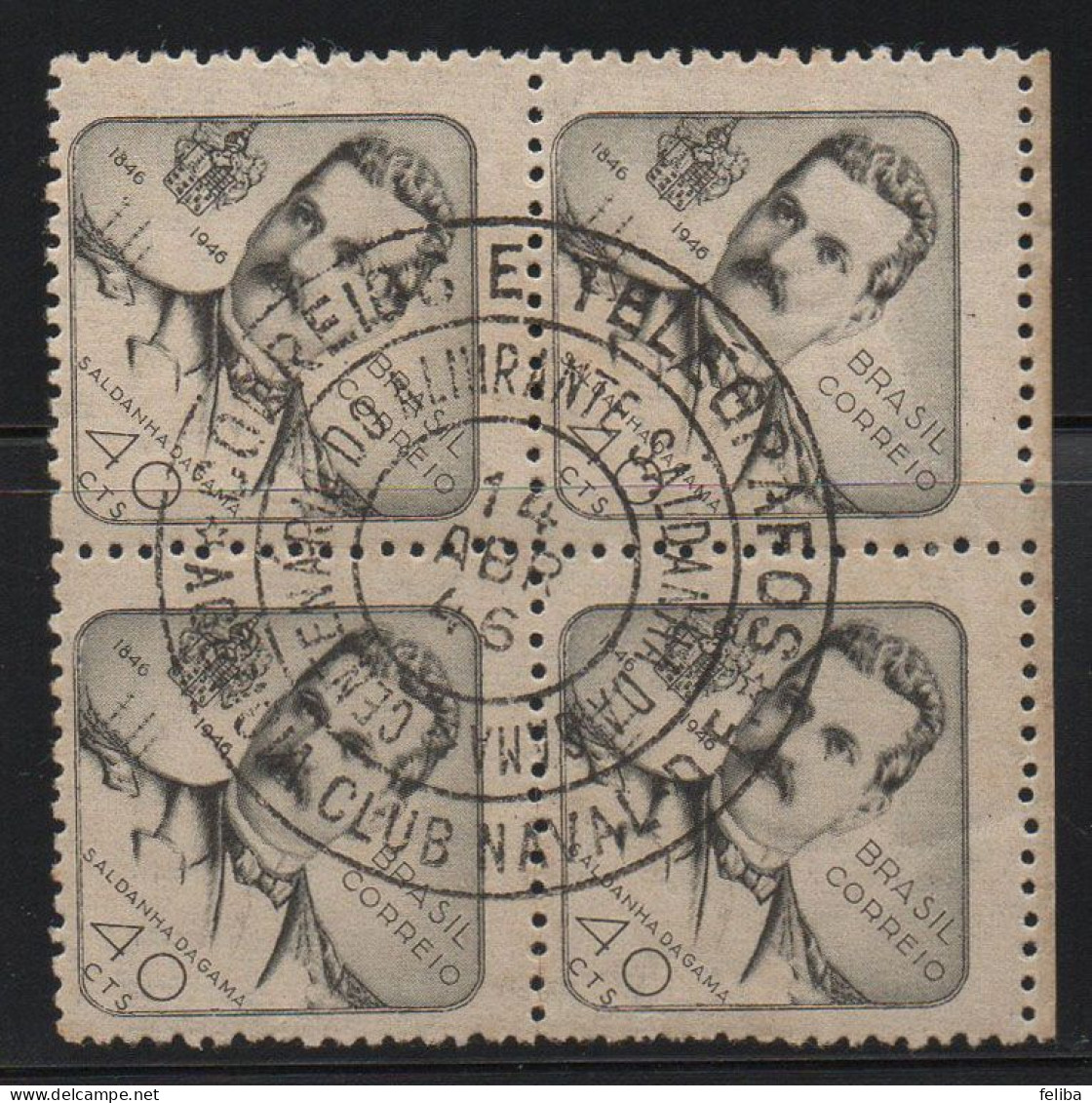 Brazil 1946 First Day Cancel On Block Of 4 - Unused Stamps