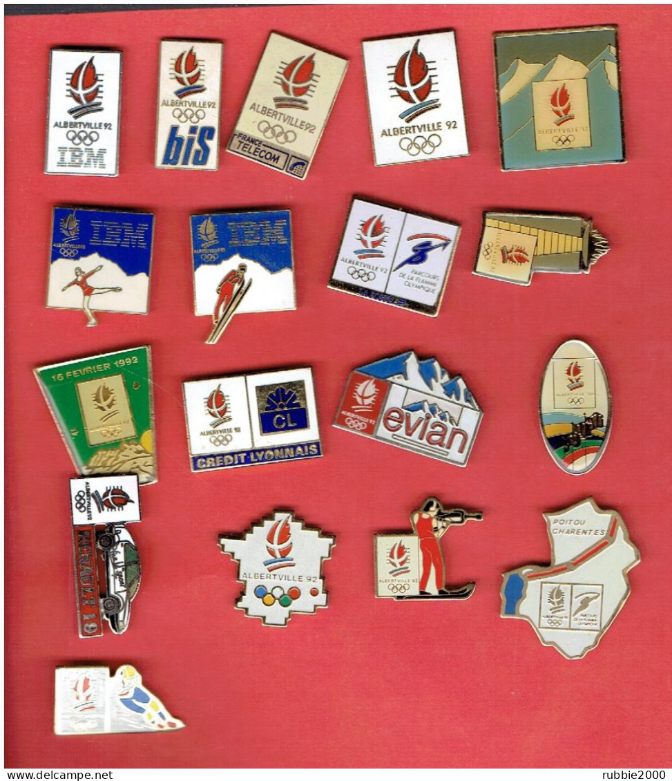 Jeux Olympiques D'Hiver Albertville 1992 LOT 18 PINS SAVOIE IBM LA POSTE RENAULT EVIAN FRANCE TELECOM CREDIT LYONNAIS - Olympic Games