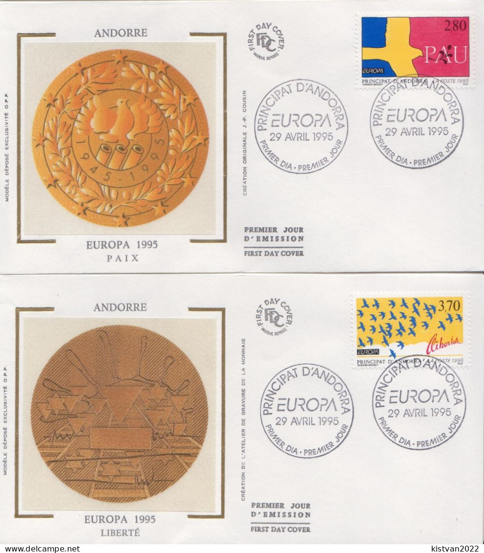 Andorra Pair On Silk FDCs - 1995