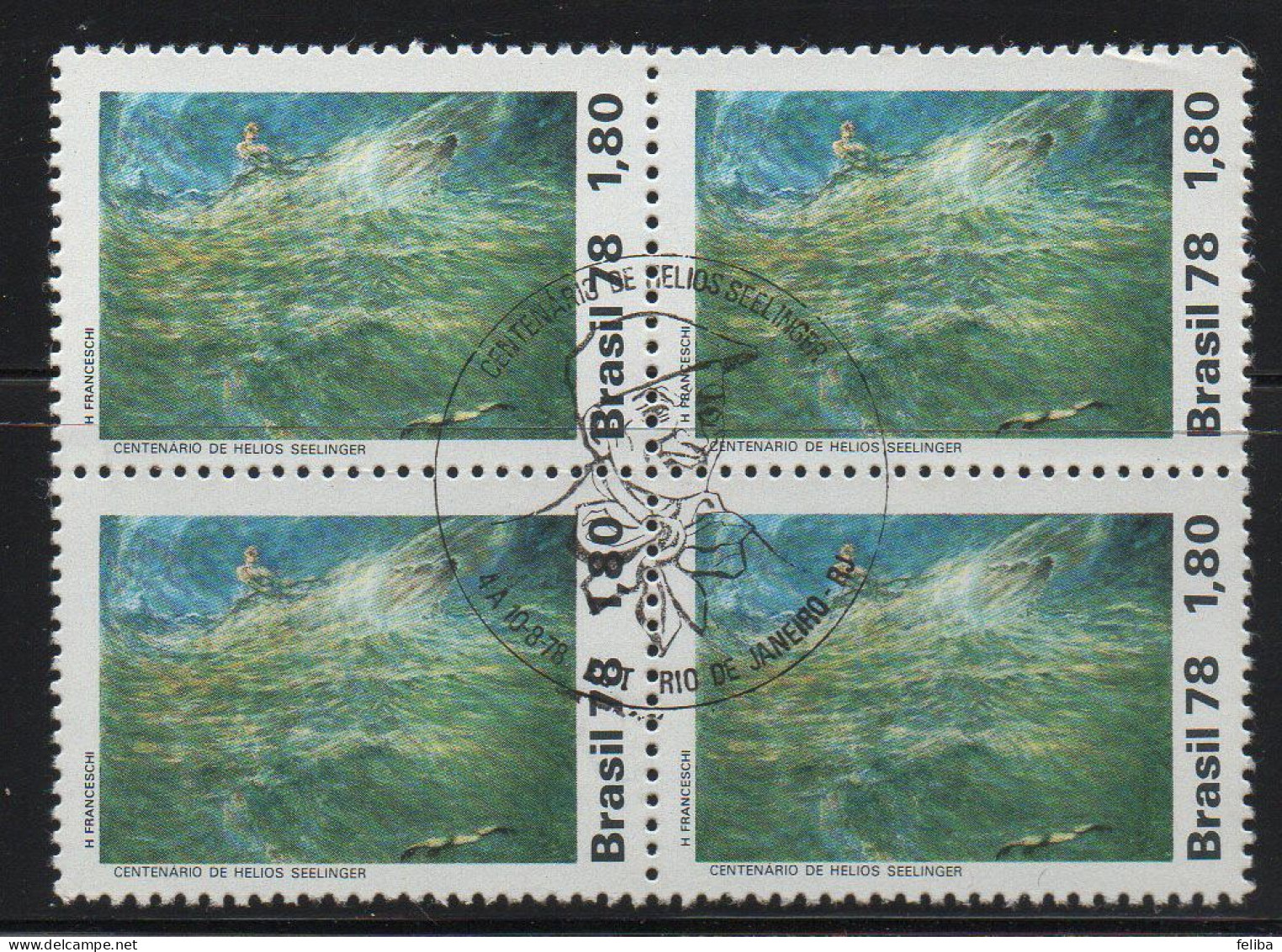 Brazil 1977 First Day Cancel On Block Of 4 - Neufs