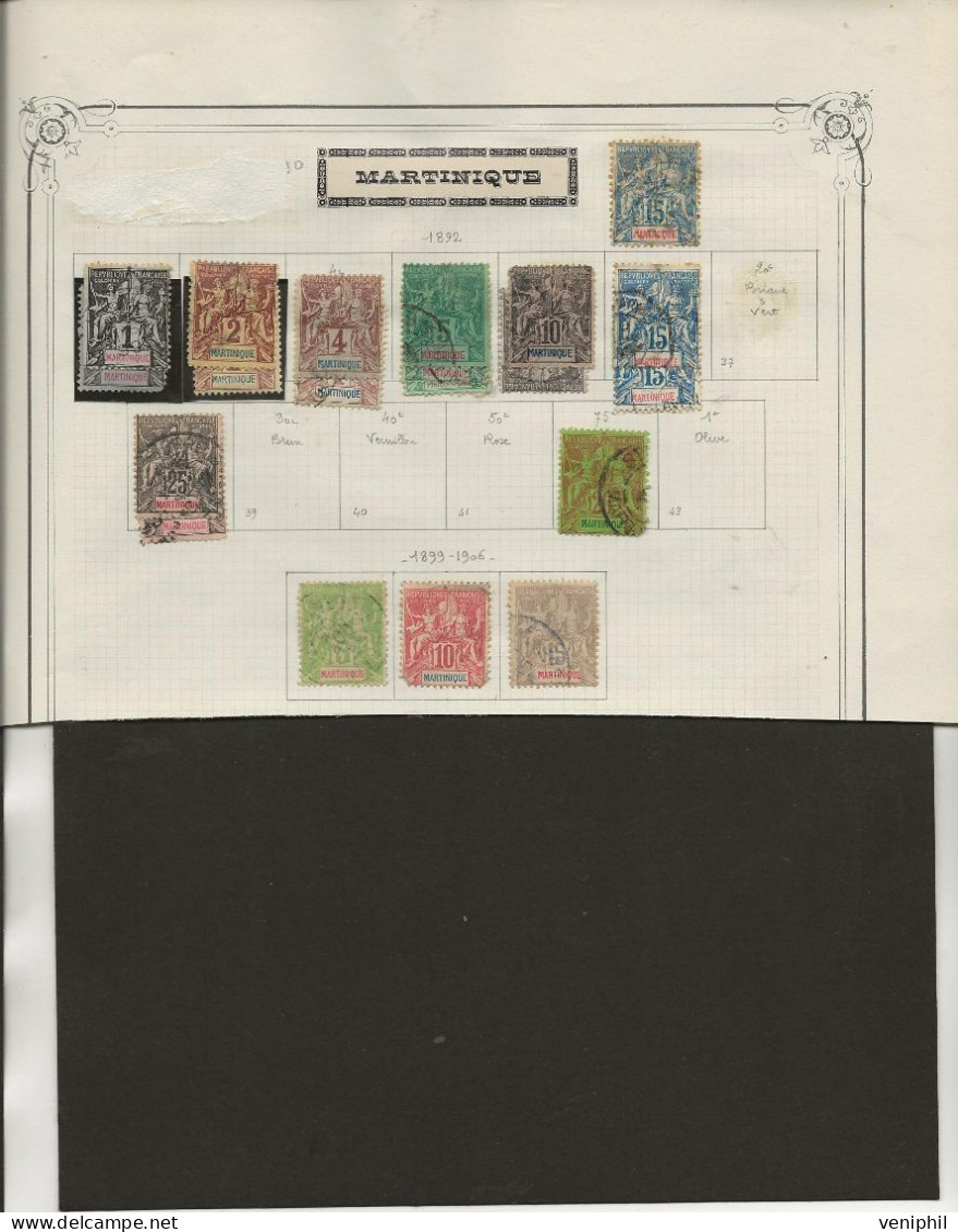 MARTINIQUE -RESTE DE COLLECTION  DES ANNEES 1892 -TOUS ETAT-COTE+ De 60  € - Oblitérés