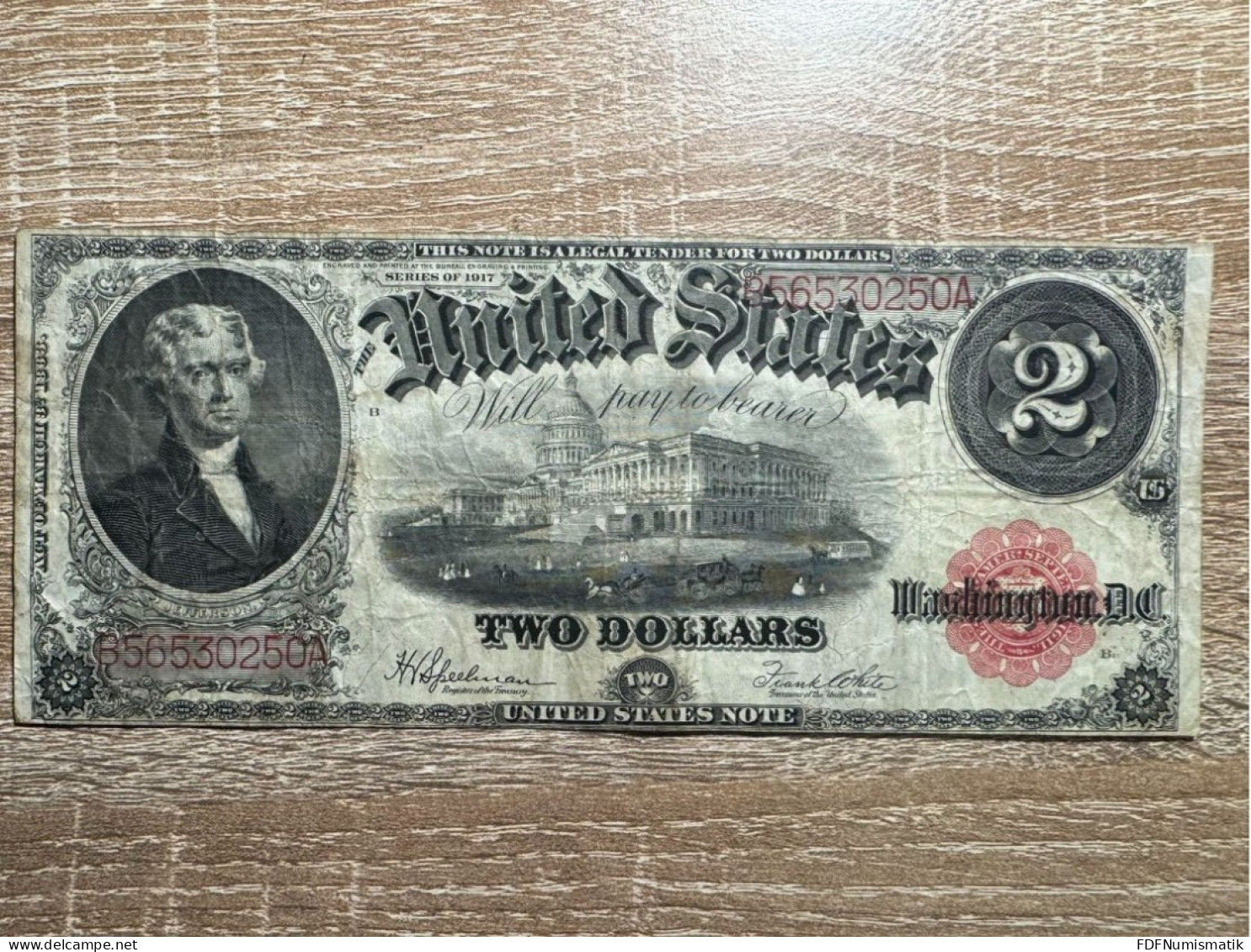 USA. 2 Dollars United States Note , F-VF Condition , 1917 ,large Size Note - United States Notes (1862-1923)