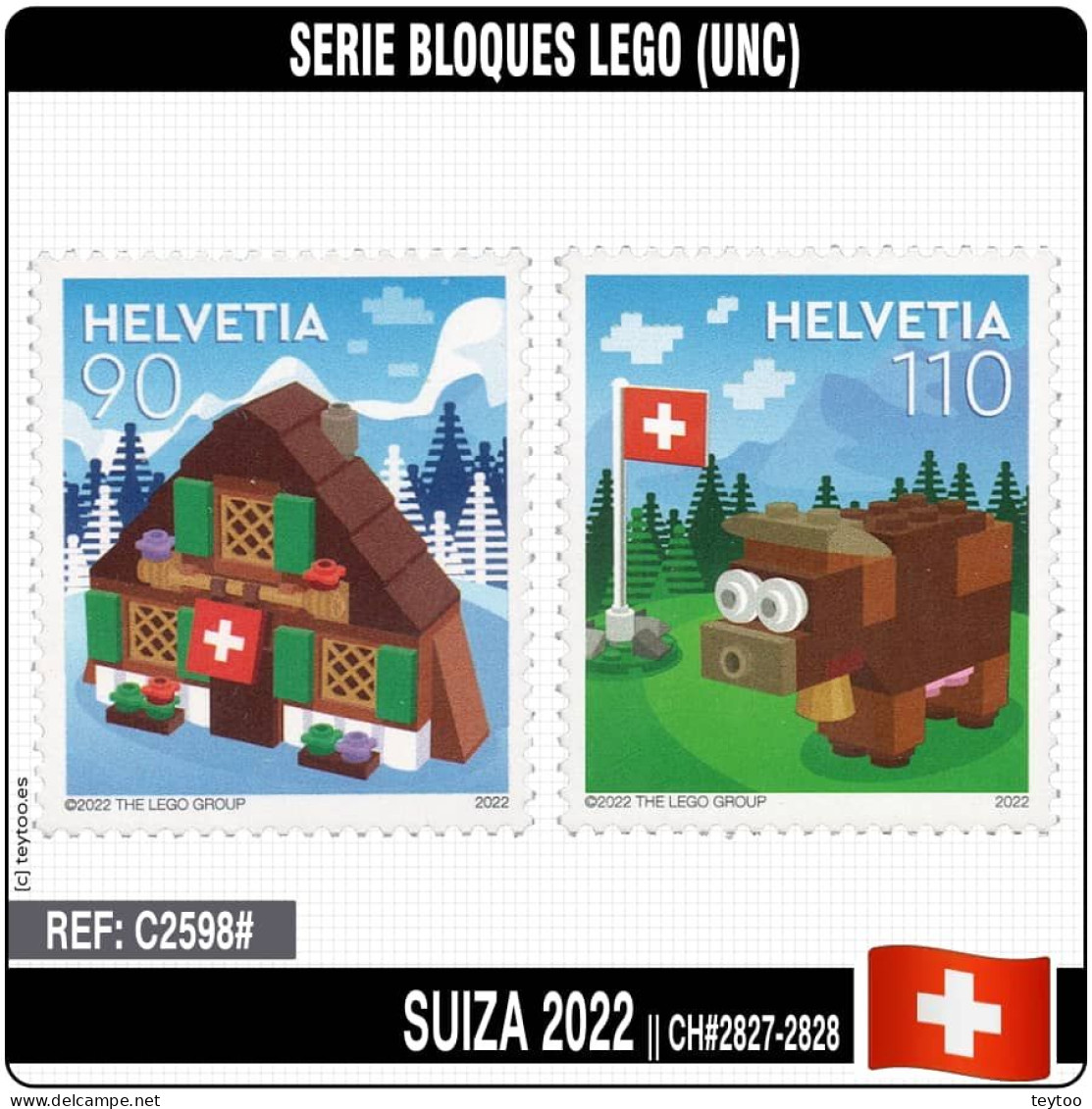 C2598# Suiza 2022. Serie Bloques LEGO (MNH) MI#2827-2828 - Nuovi