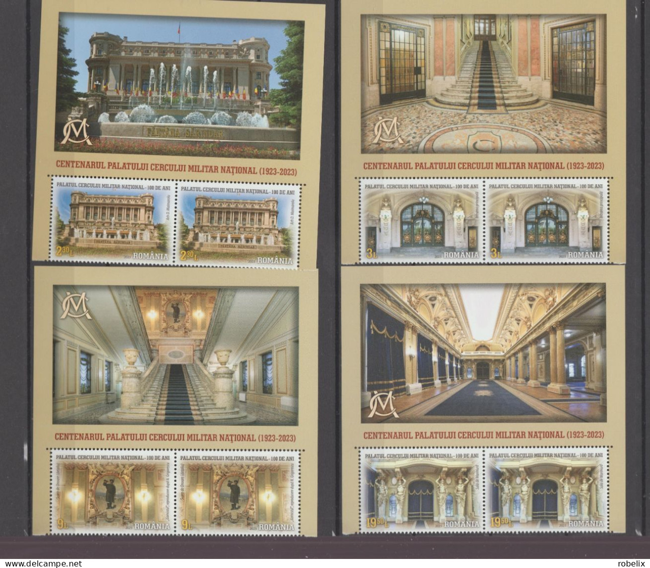 ROMANIA 2023  BUCHAREST -Centenary Of The Palace Of The National Military Circle -2 Sets With Illustrated Border  MNH** - Otros & Sin Clasificación