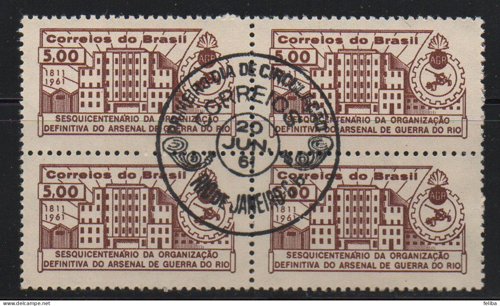 Brazil 1961 First Day Cancel On Block Of 4 - Unused Stamps