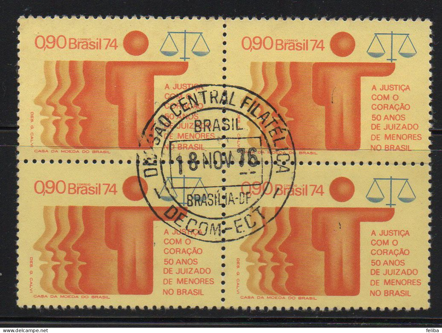 Brazil 1974 First Day Cancel On Block Of 4 - Nuovi