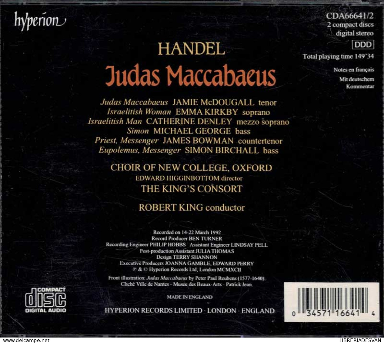 Handel. The New College Oxford Choir, The King's Consort - Judas Maccabaeus. 2 X CD - Klassik