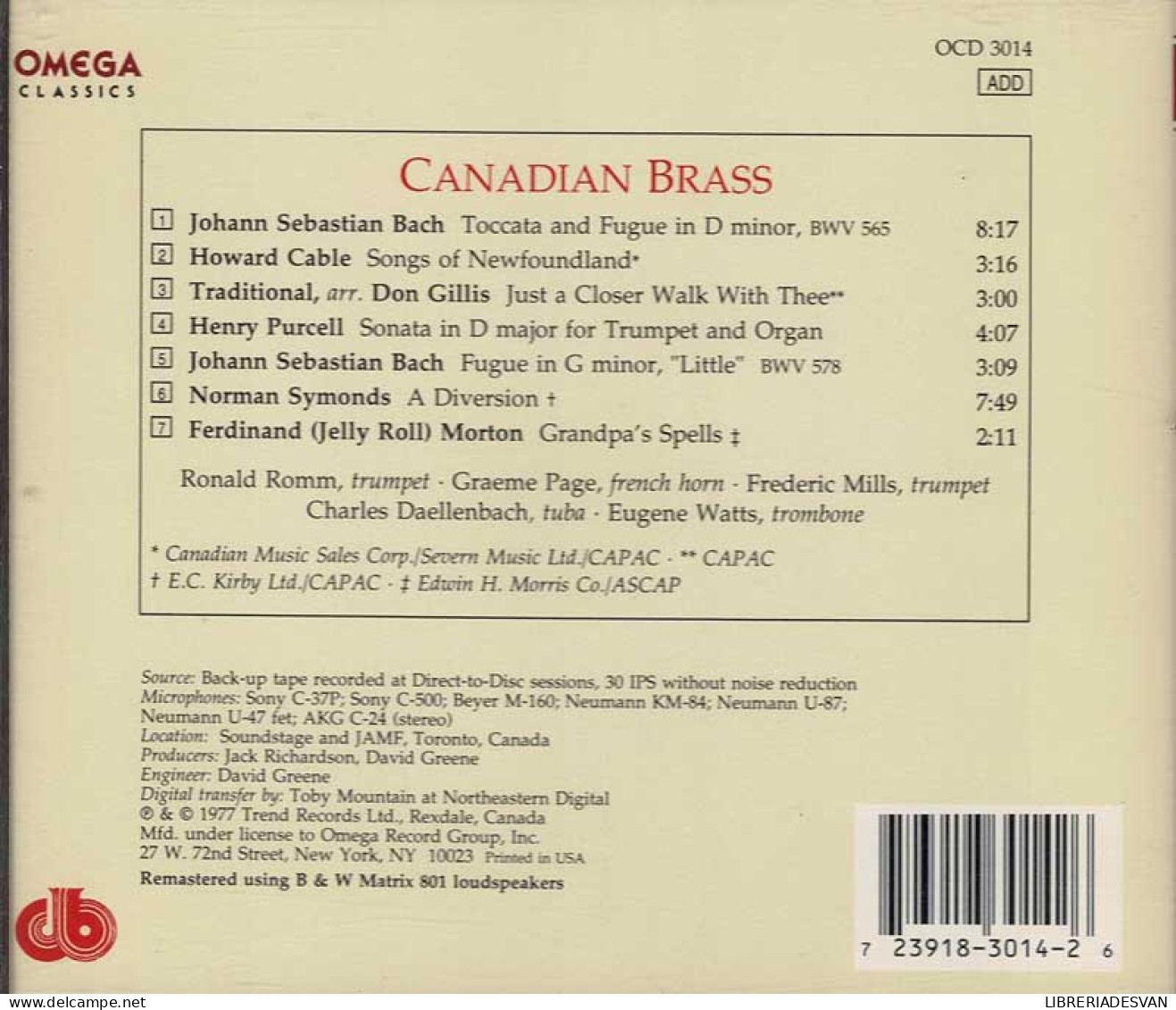 Canadian Brass - Toccata, Fugues & Other Diversions. CD - Klassik