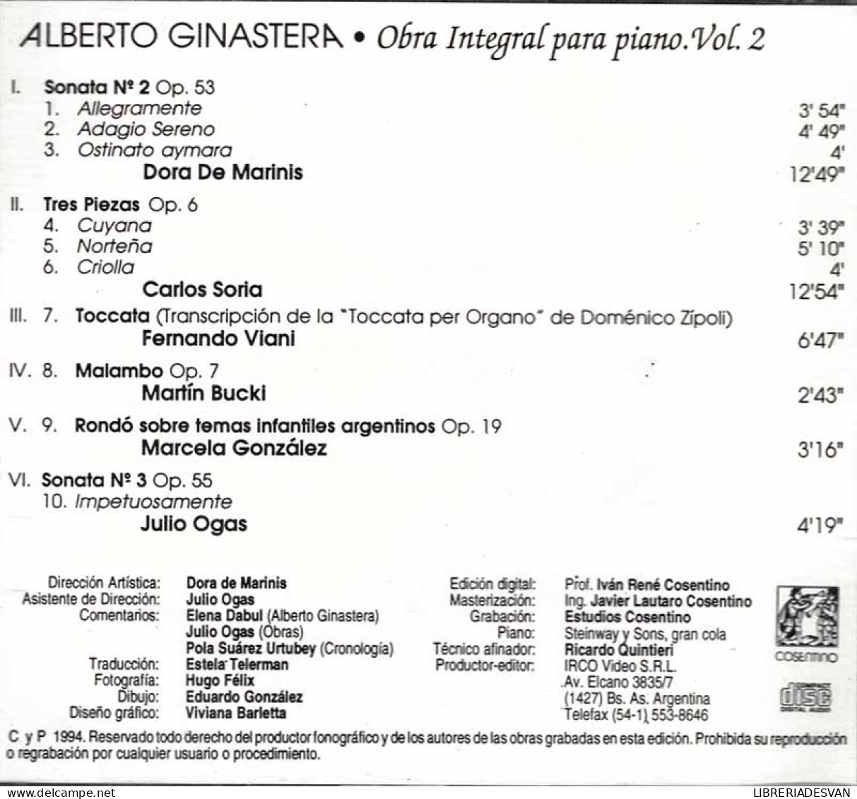 Alberto Ginastera - Obra Integral Para Piano 2. CD - Klassik