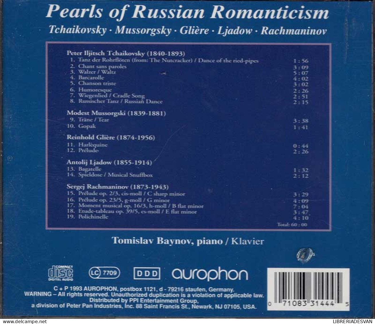 Tomislav Baynov - Pearls Of Russian Romanticism. CD - Classical