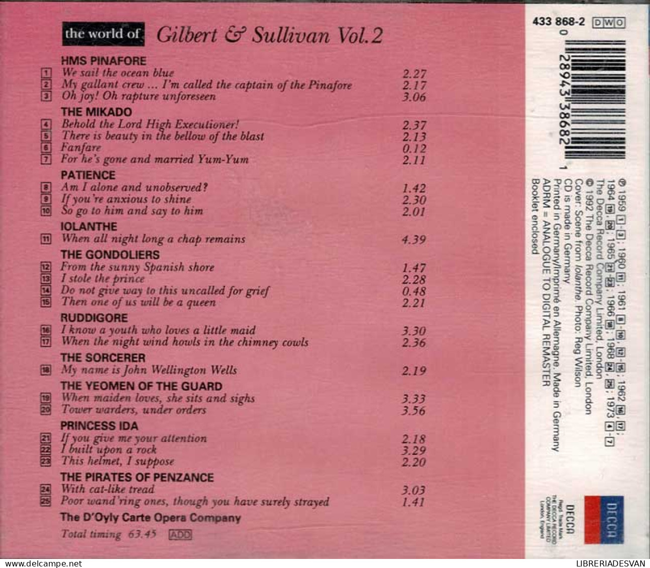 The World Of Gilbert & Sullivan Vol. 2. CD - Klassik