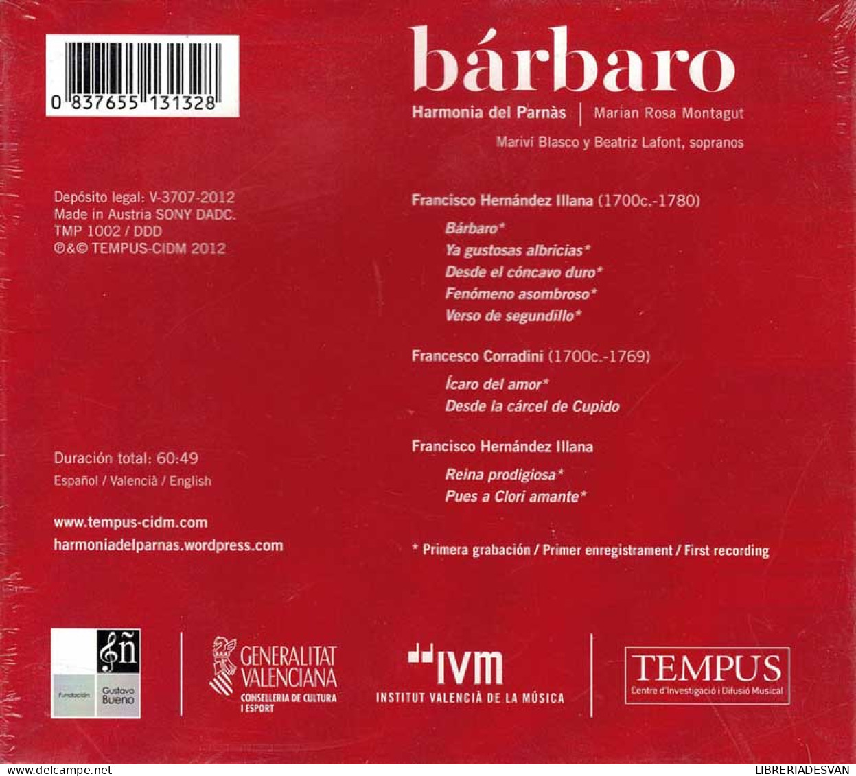 Harmonía Del Parnás. Marian Rose Montagut - Bárbaro. CD - Klassik