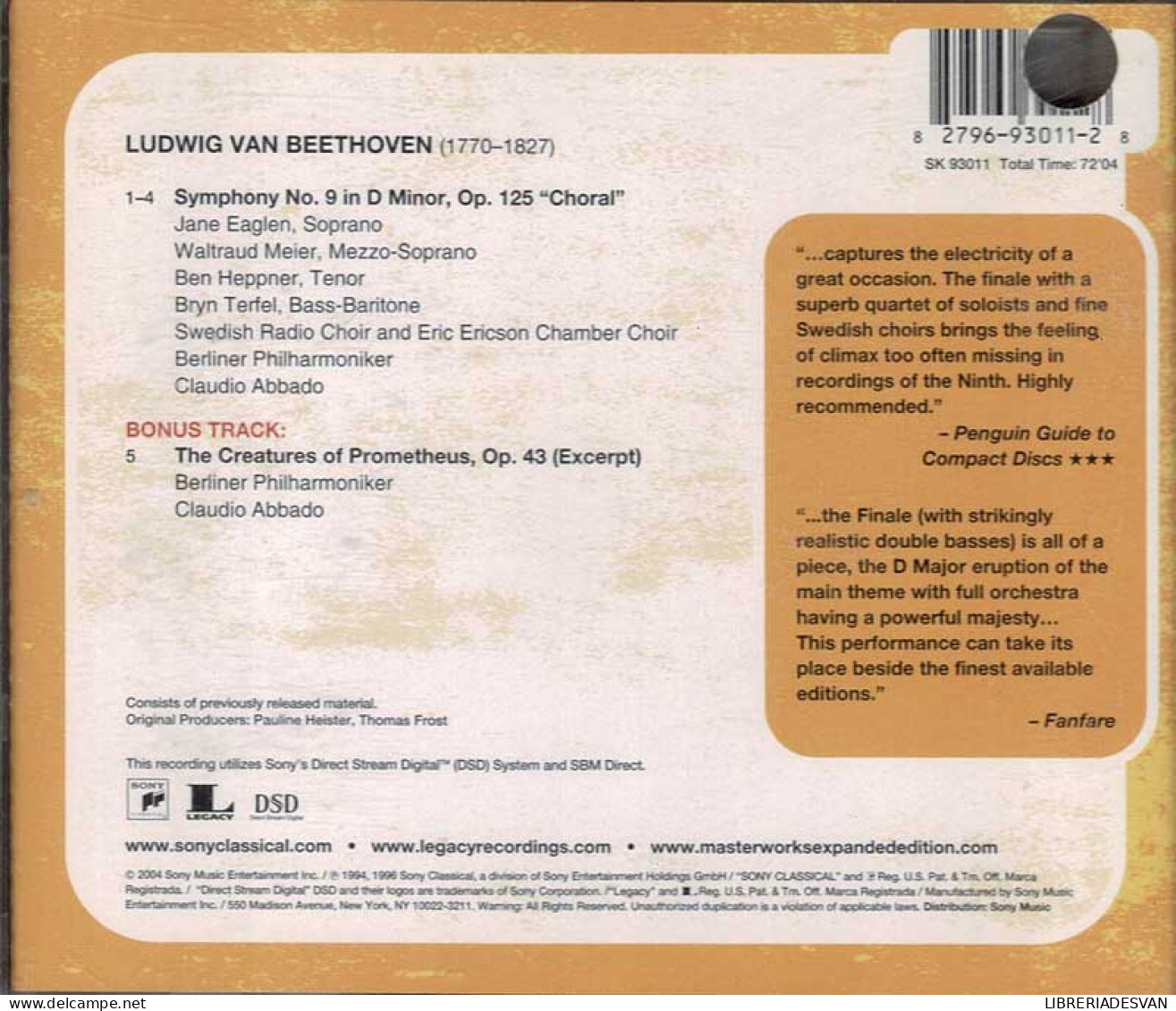 Beethoven, Claudio Abbado, Berliner Philharmonkier - Symphony No. 9. CD - Klassik