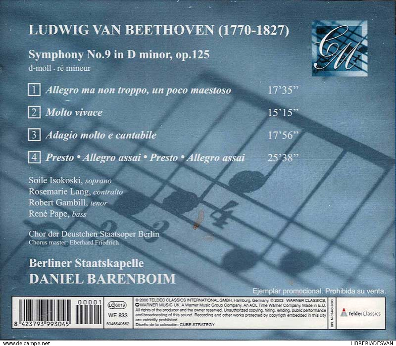 Beethoven. Daniel Barenboim. Sinfonía Nº 9 - Orquesta De Berlín. CD (precintado) - Klassik