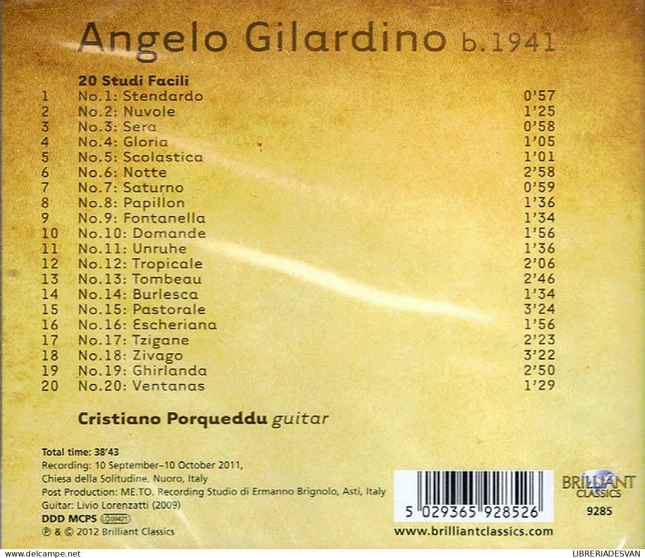 Cristiano Porqueddu - Gilardino 20 Studi Facili For Guitar. CD - Classica