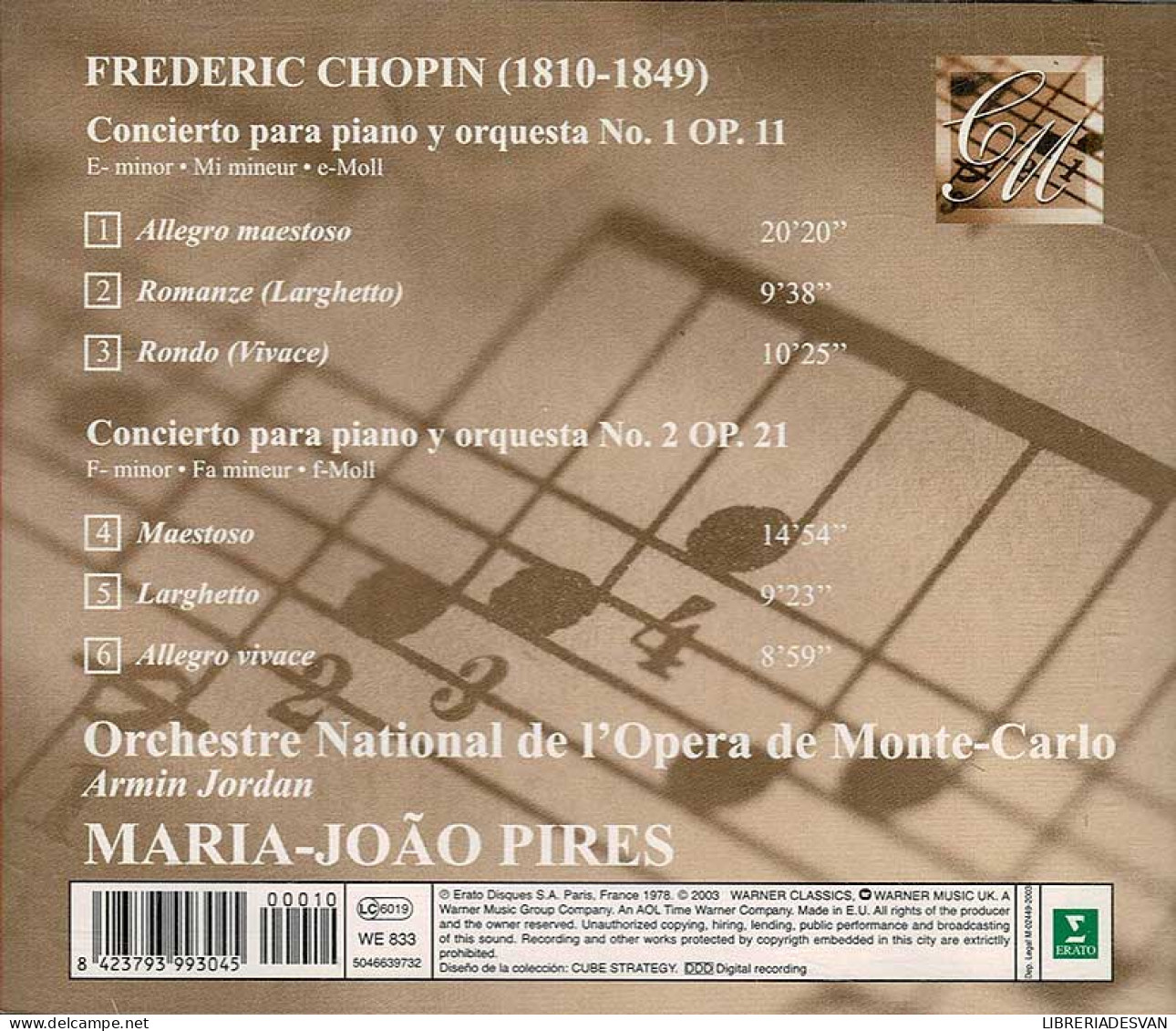 Maria-Joao Pires - Chopin Conciertos Para Piano 1 Y 2. CD - Classical