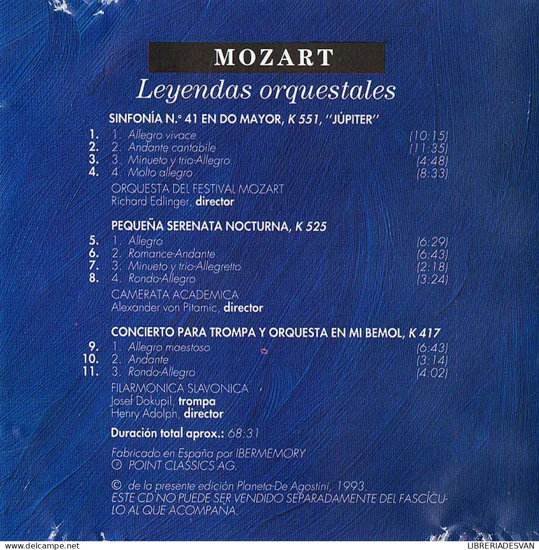 Mozart - Leyendas Orquestales Nº 2. The Classical Collection. CD - Classica