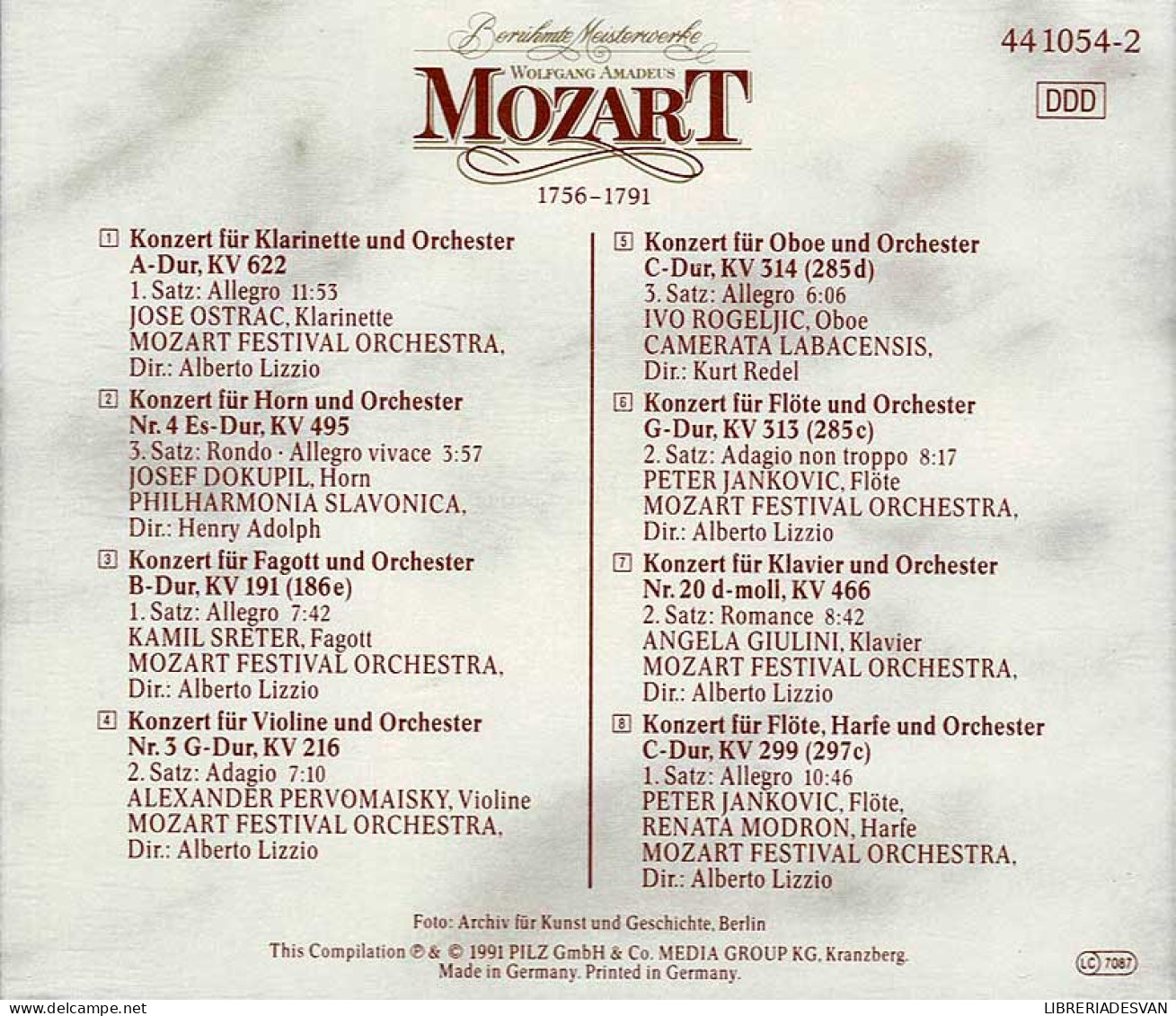 Wolfgang Amadeus Mozart - Beruhmte Meisterwerke Vol. 3. CD - Classica