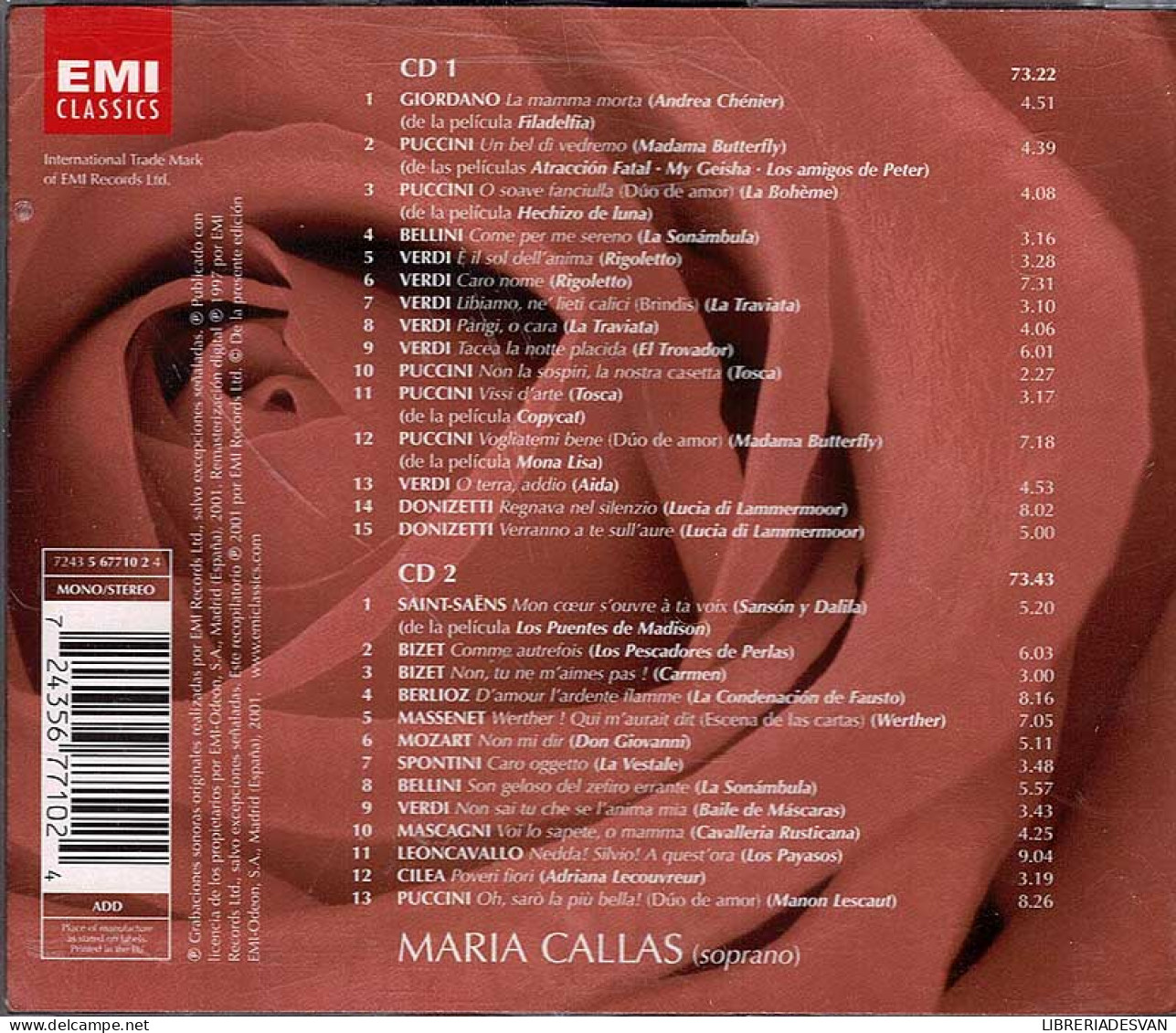 Maria Callas - Romantic Callas. Sus Mejores Arias Y Duos. 2 X CD - Classique