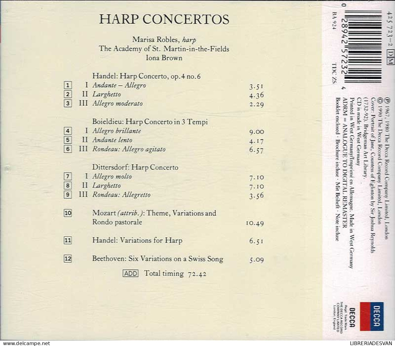 Marisa Robles - Harp Concertos. CD Dedicado - Clásica