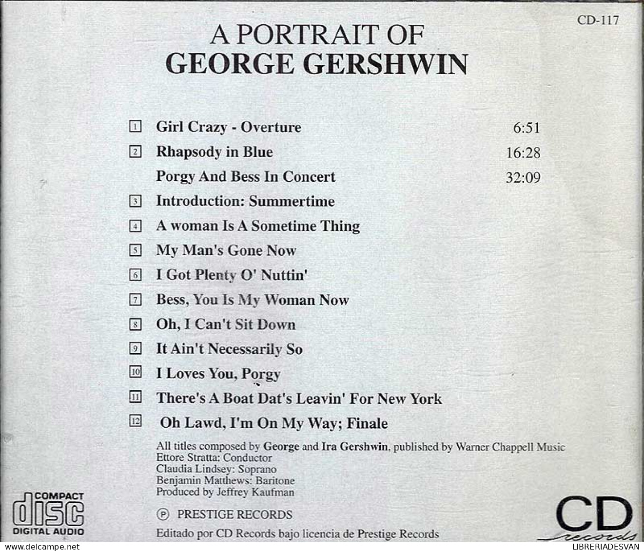 A Portrait Of George Gershwin. The Festival Orchestra. CD - Classical