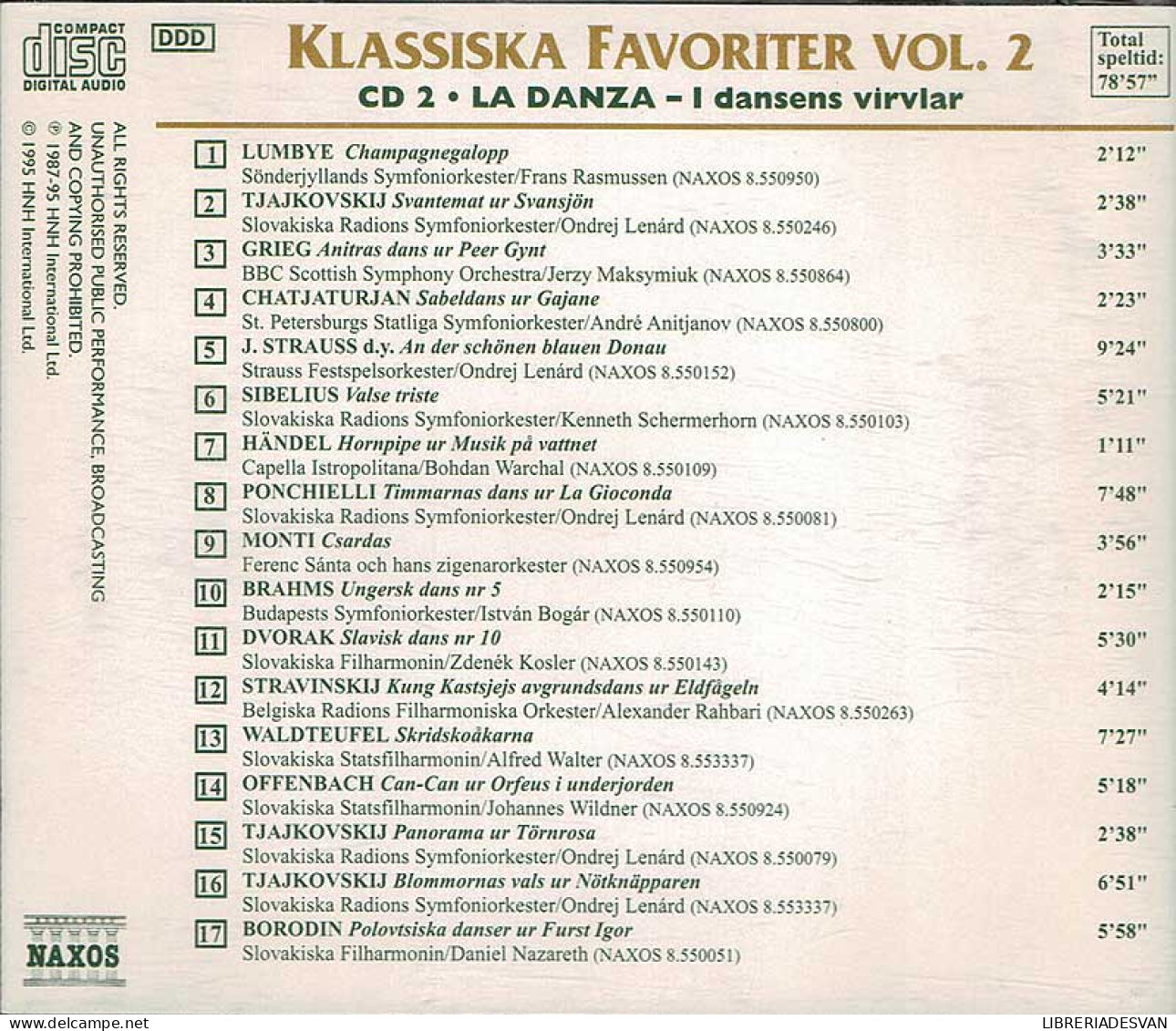 Klassiska Favoriter Vol. 2. La Danza. I Dansens Virvlar. CD - Classical