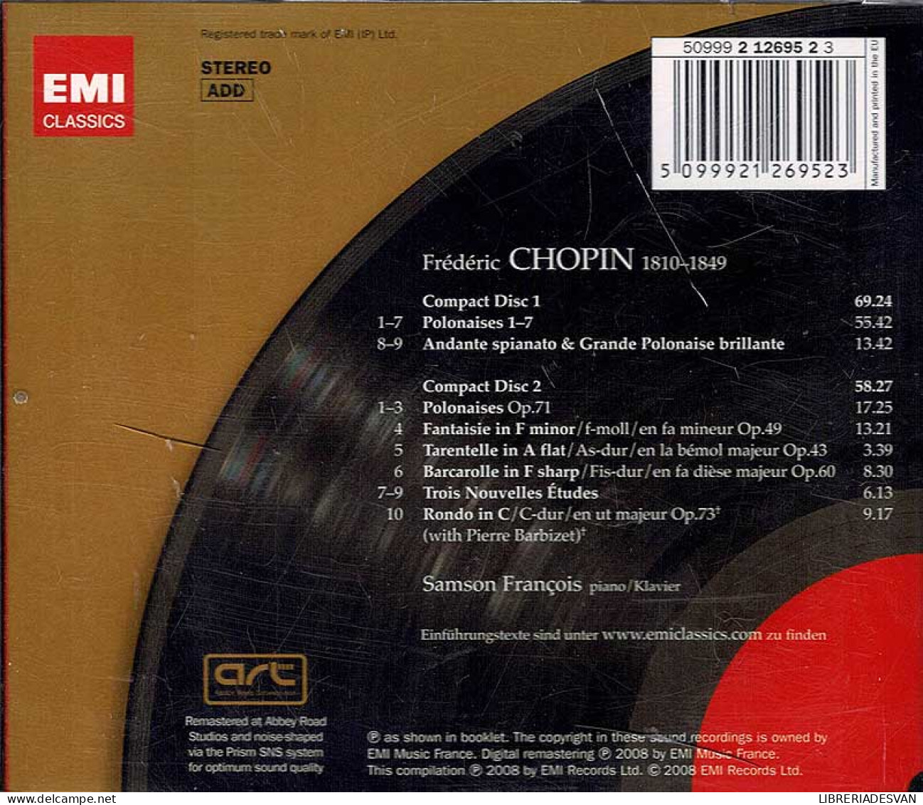 Chopin - Samson François. 11 Polonaises. Fantaisie In F Minor. Barcarolle In F Sharp. Rondo In C. 2 X CD - Klassiekers