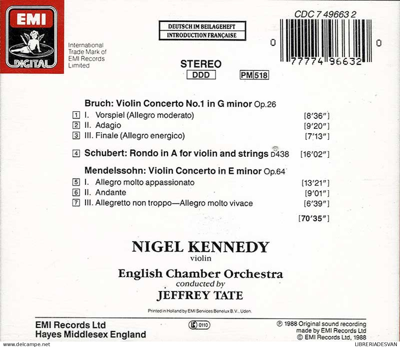 Nigel Kennedy - Mendelssohn. Bruch. Schubert. Violin Concertos / Rondo. CD - Klassik