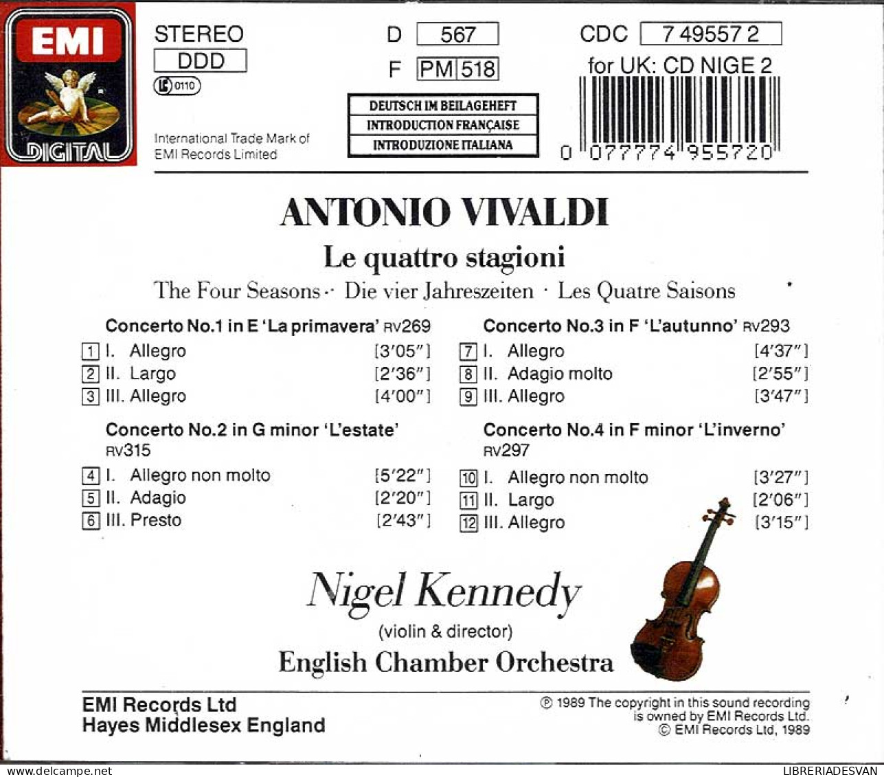 Nigel Kennedy, English Chamber Orchestra ?- The Four Seasons. CD - Classique