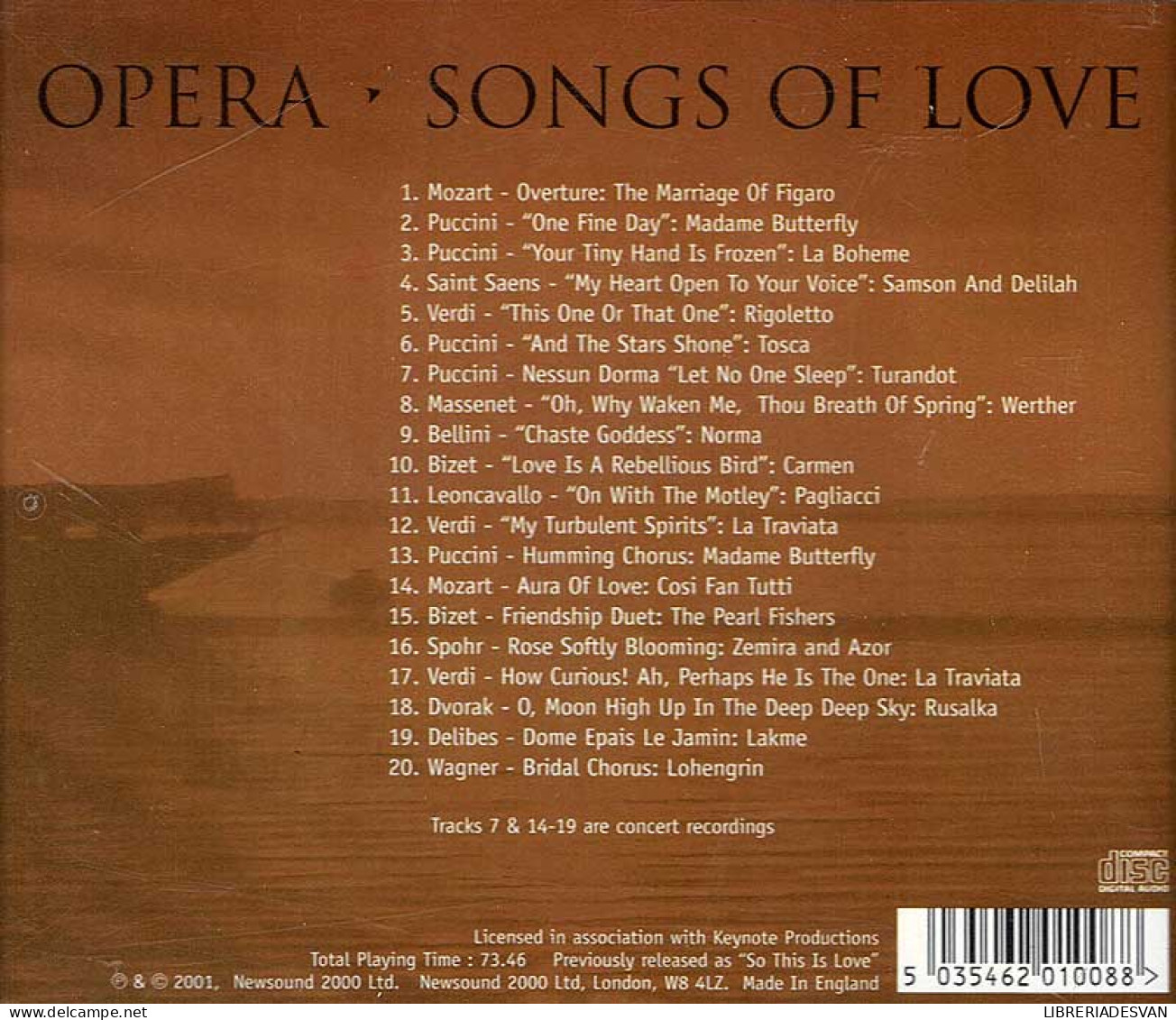Opera - Songs Of Love. CD - Clásica