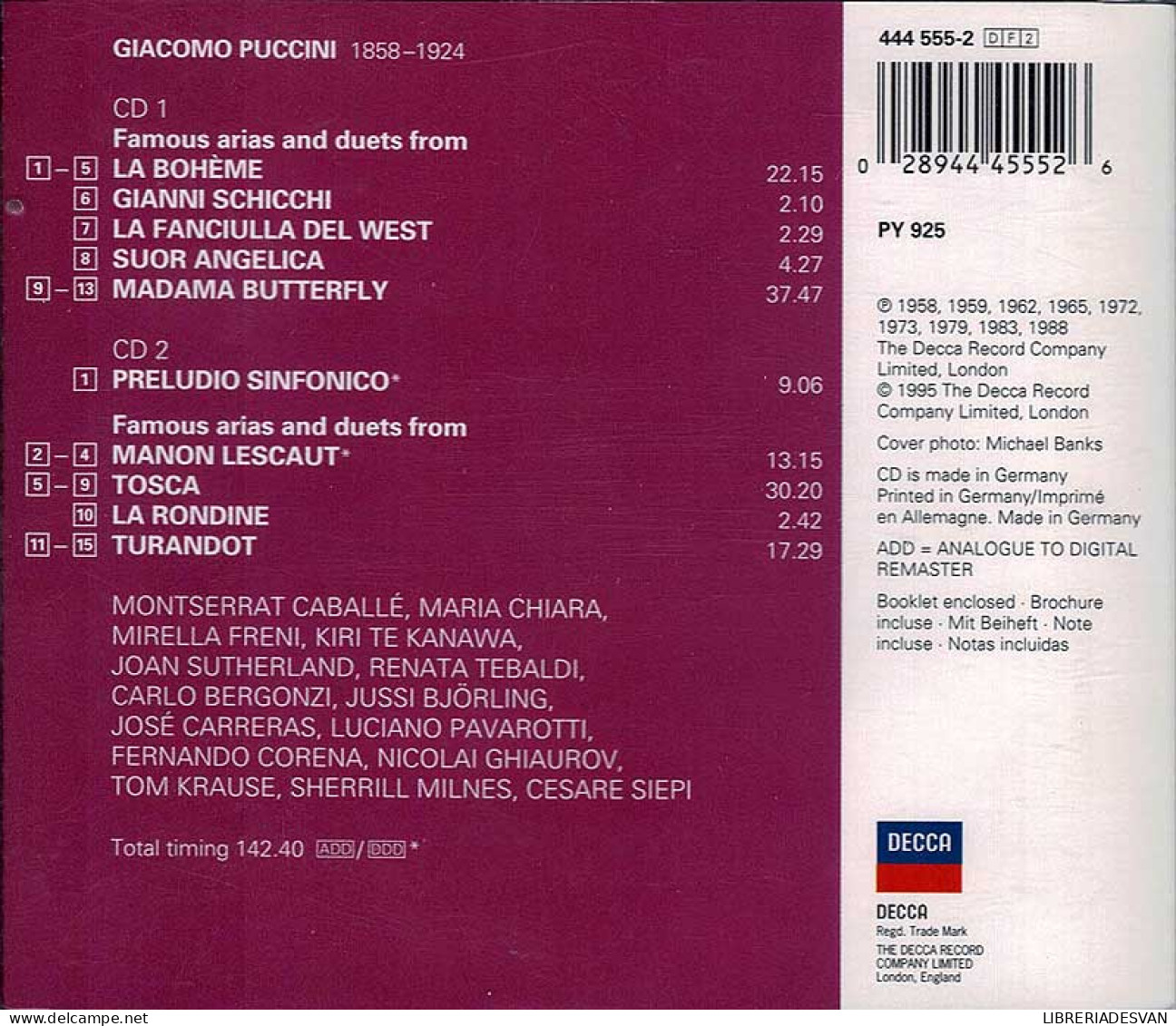 Puccini - The Essential Puccini. 2 X CD - Clásica