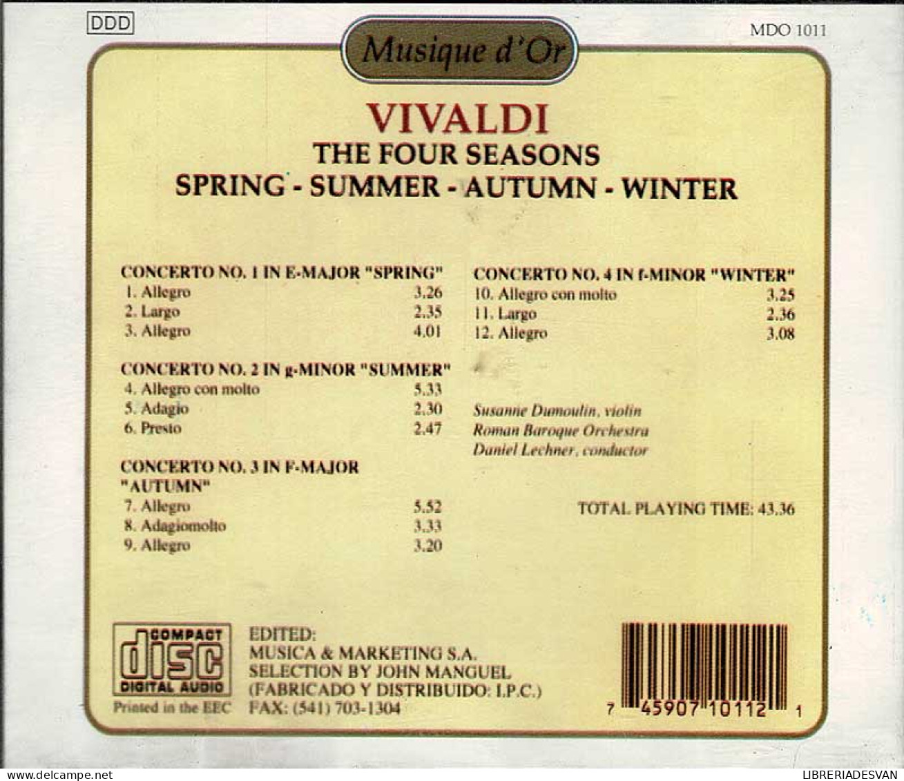 Vivaldi - The Four Seasons. CD - Classique