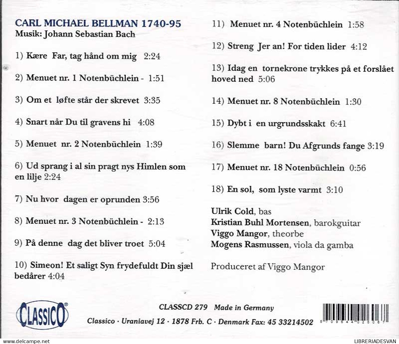 Ulrik Cold - Carl Michael Bellman Salmer. CD - Classique