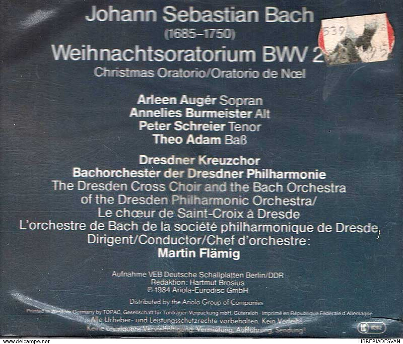 Johann Sebastian Bach - Weihnachtsoratorium. Christmas Oratorio BWV 248. Oratorio De Noël. 3 X CD - Classique