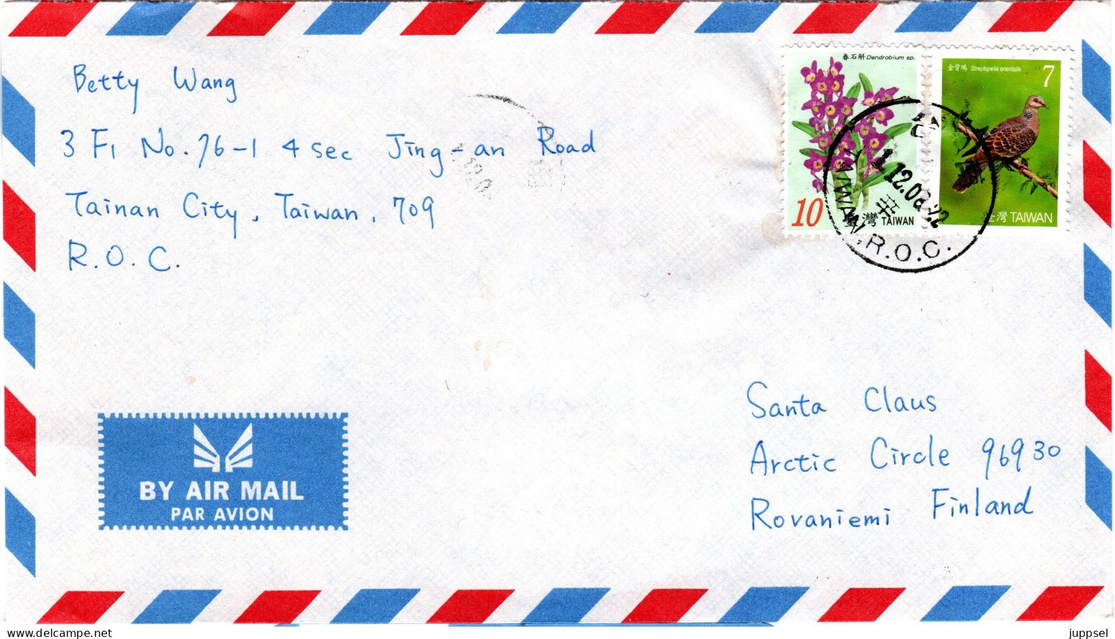 TAIWAN, Letter,  Turtle Dove   /   Lettre, Tourterelle - Palomas, Tórtolas