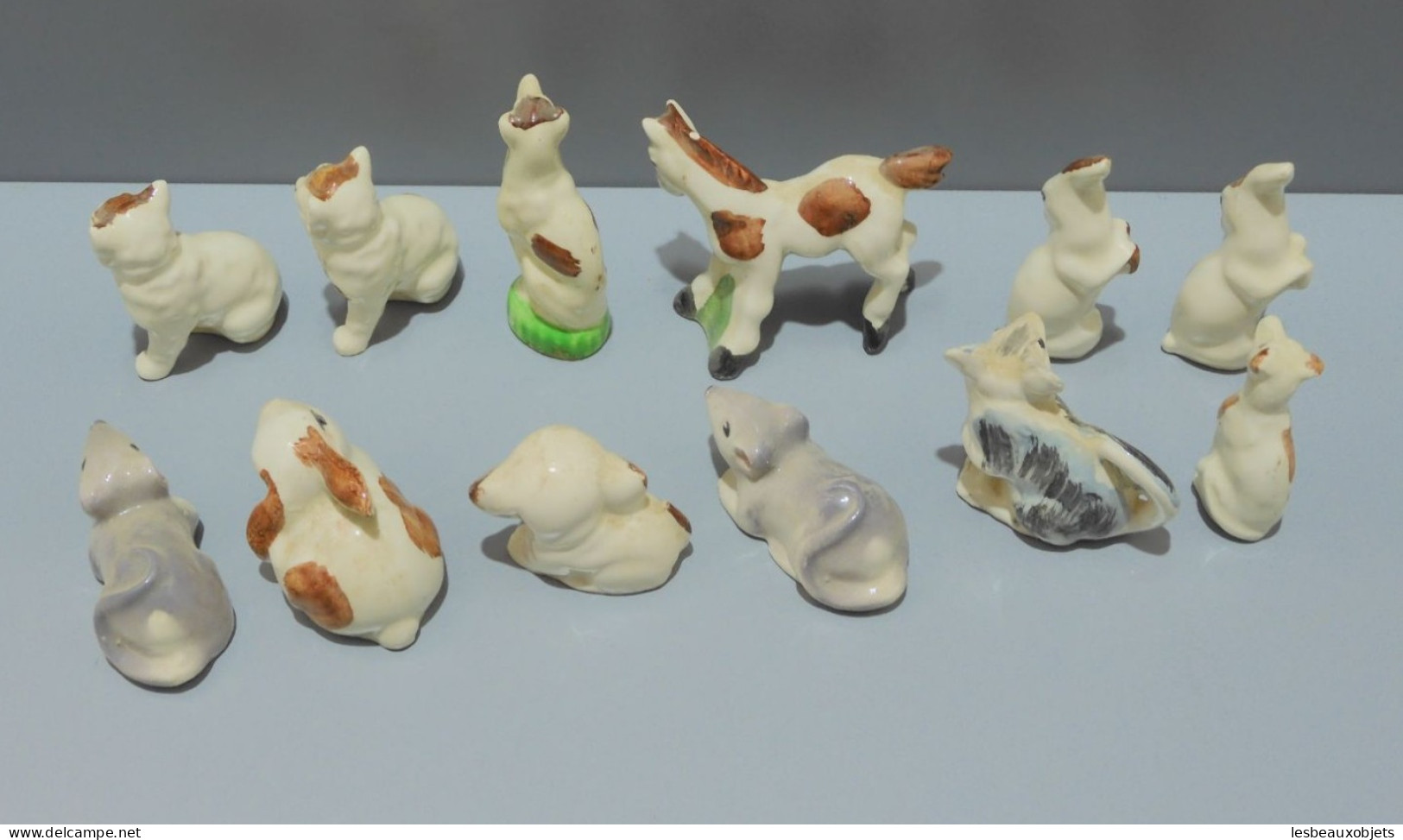 -12 ANCIENS ANIMAUX CERAMIQUE OBJETS ISSUS TIRETTES DE FRAIRIE COLLECTION    E