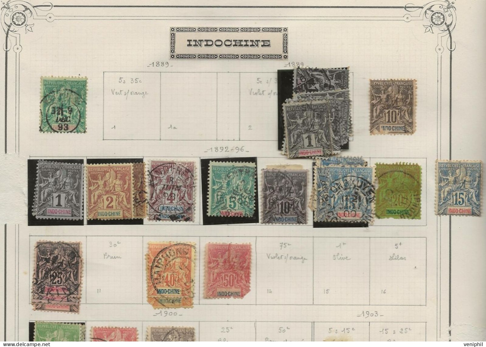 INDOCHINE- RESTE DE COLLECTION DES ANNEES 1892-96 -TOUS ETAT - COTE + De 60 € - Usati