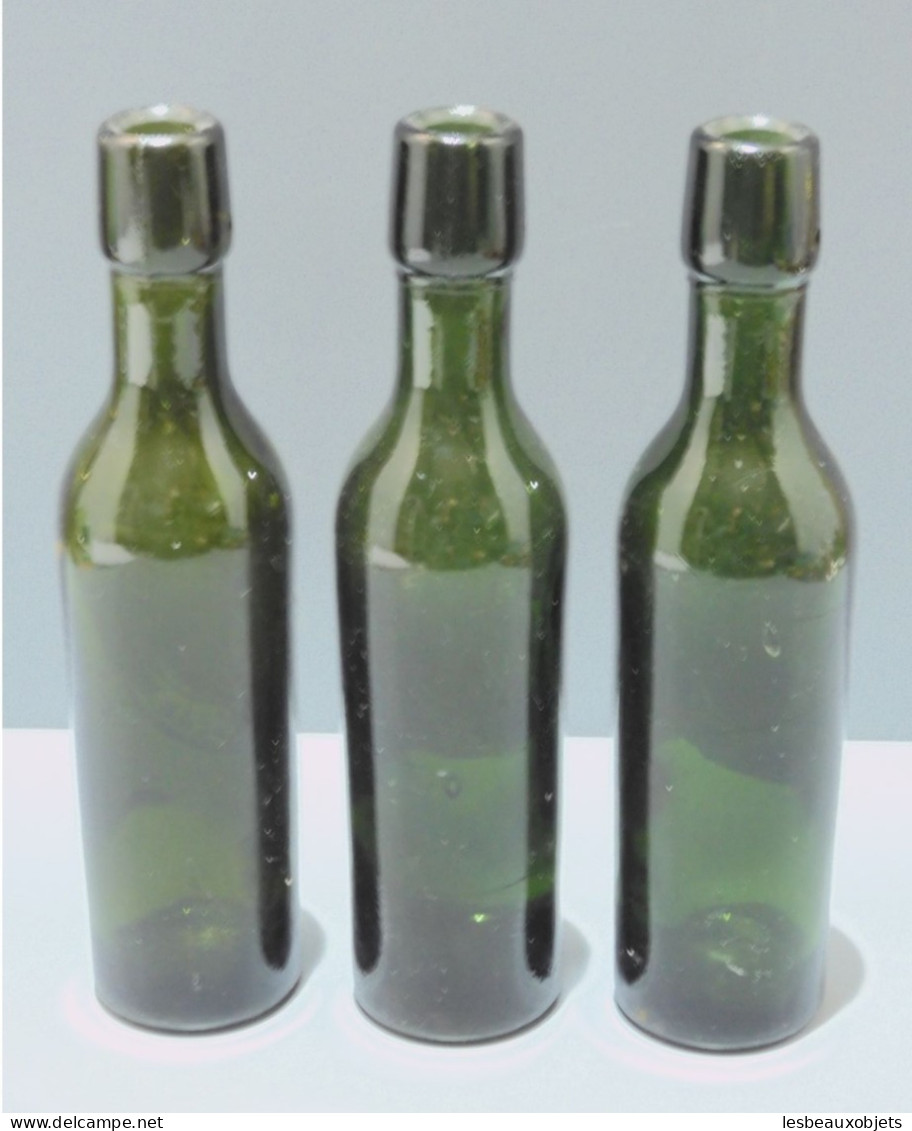 - 3 BOUTEILLES ANCIENNES VERRE VERT BRASSERIE ATLANTIQUE BORDEAUX COLLECTION   E