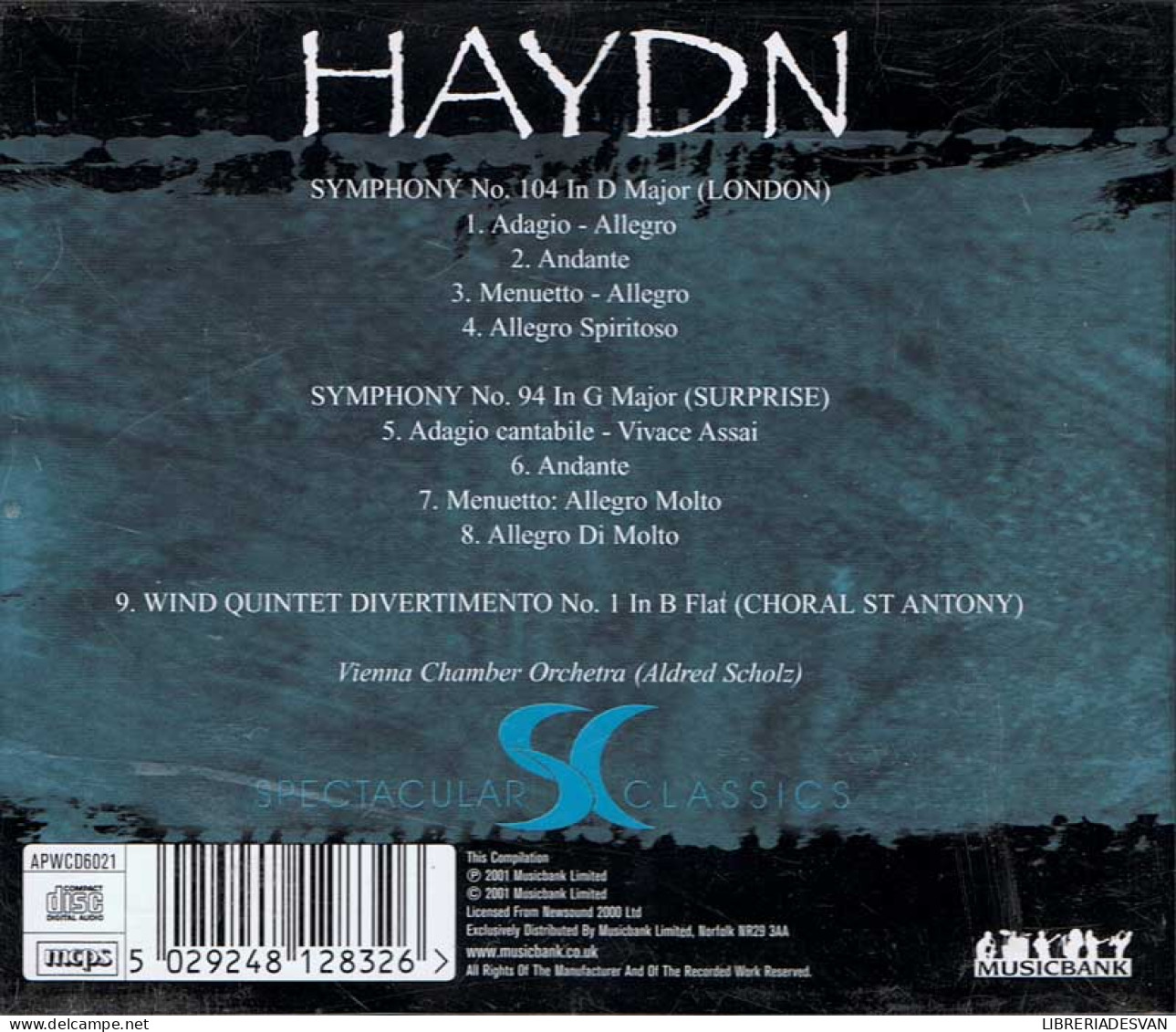 Haydn - Symphony Nº 104, Nº 94, Wind Quintet Divertimento. CD - Classica