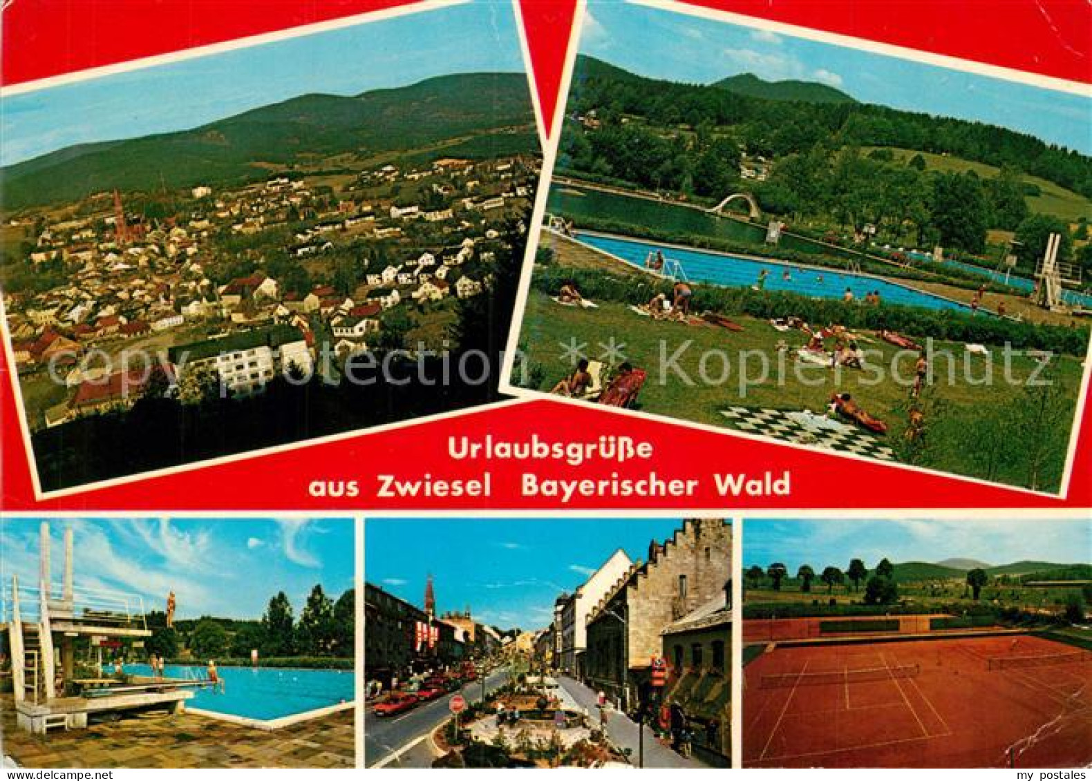 73227063 Zwiesel Niederbayern Gesamtansicht Freibad Tennisplaetze Hauptstrasse Z - Zwiesel