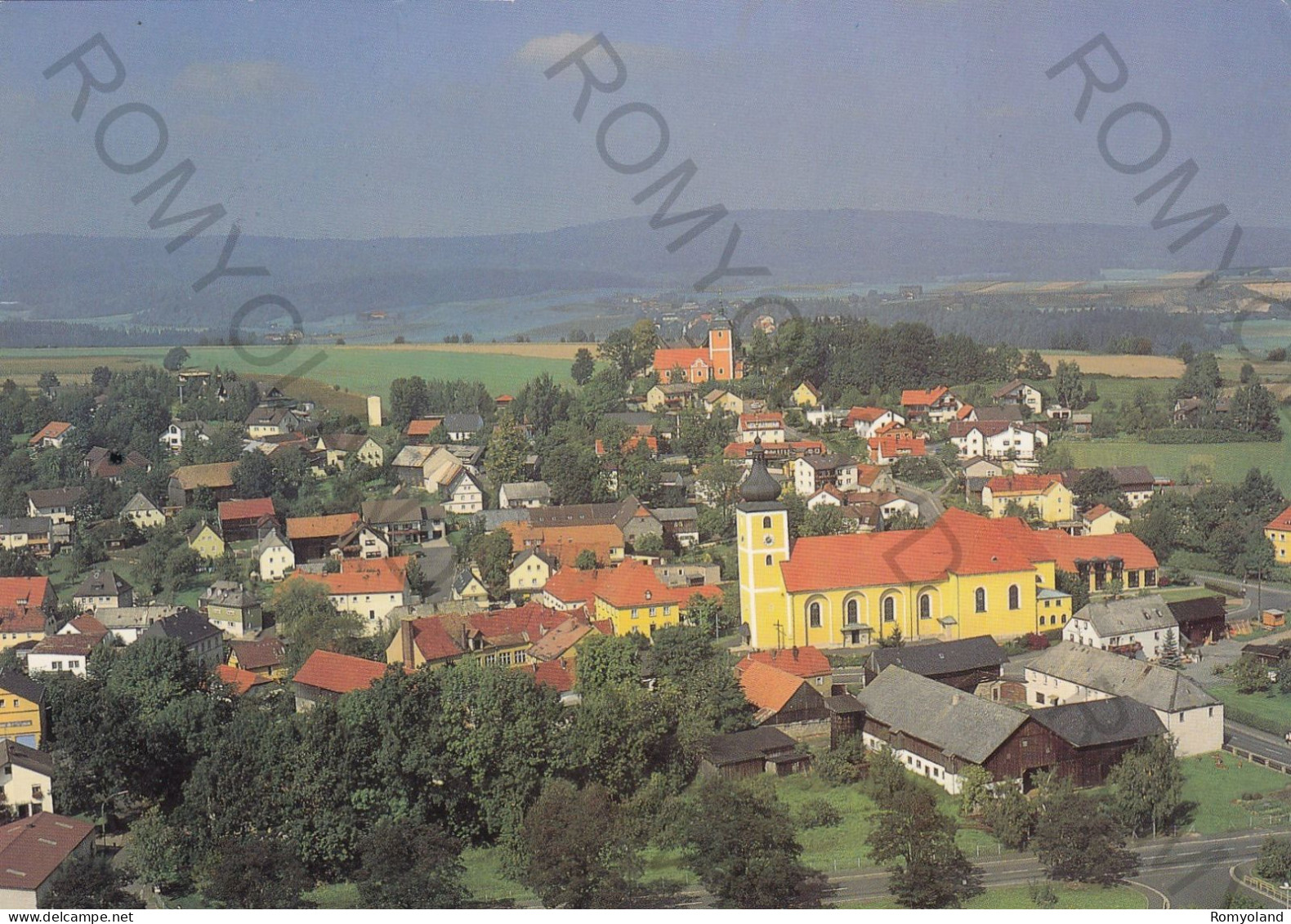 CARTOLINA  C1 WIESAU,TIRSCHENREUTH,BAYERN,GERMANIA-BLICK AUF PFARRKIRCHE UND STEINWALD-VIAGGIATA 1995 - Tirschenreuth