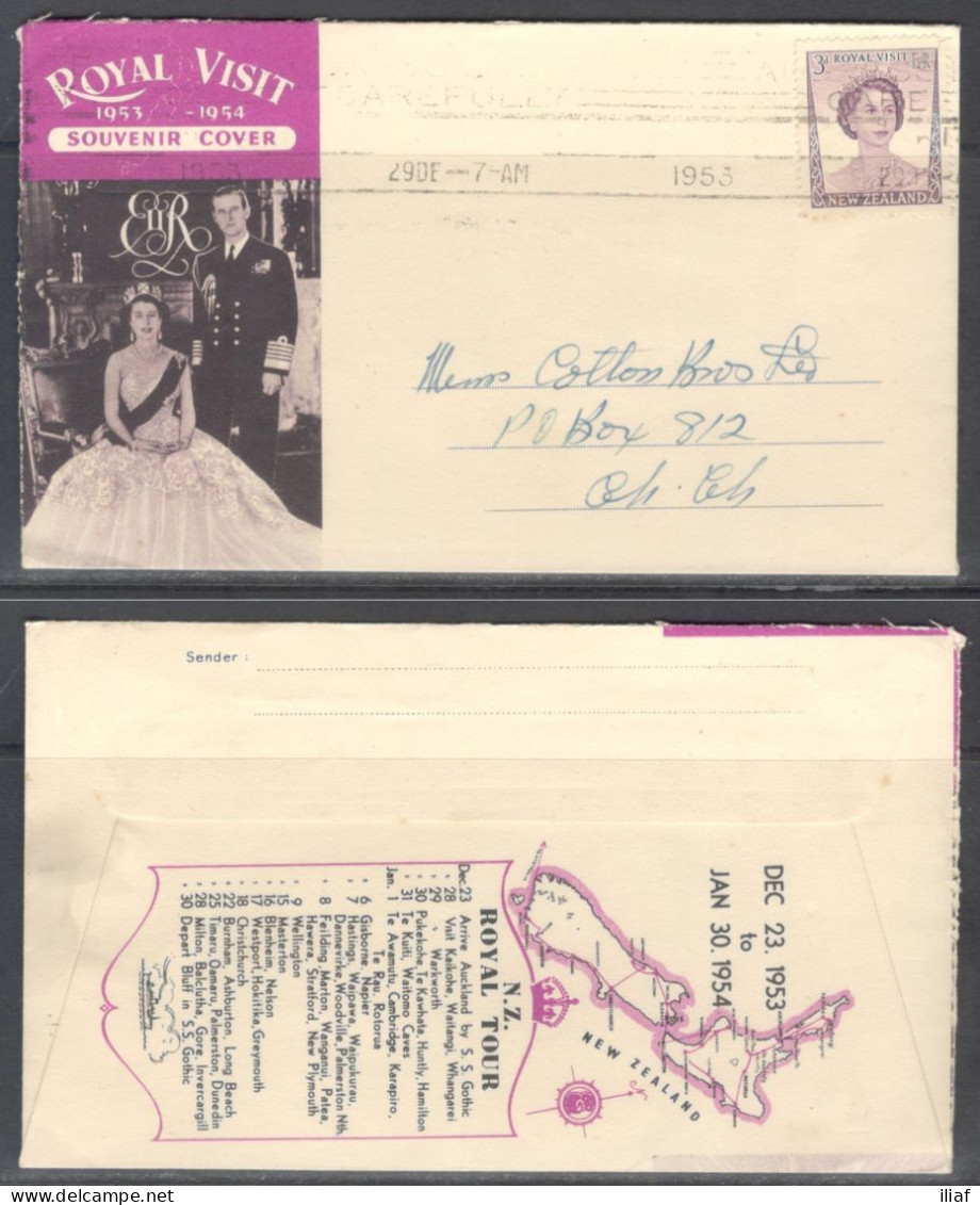 New Zealand.   Royal Visit 1953-1954.  Machine Cancellation On Souvenir Cover. - Storia Postale