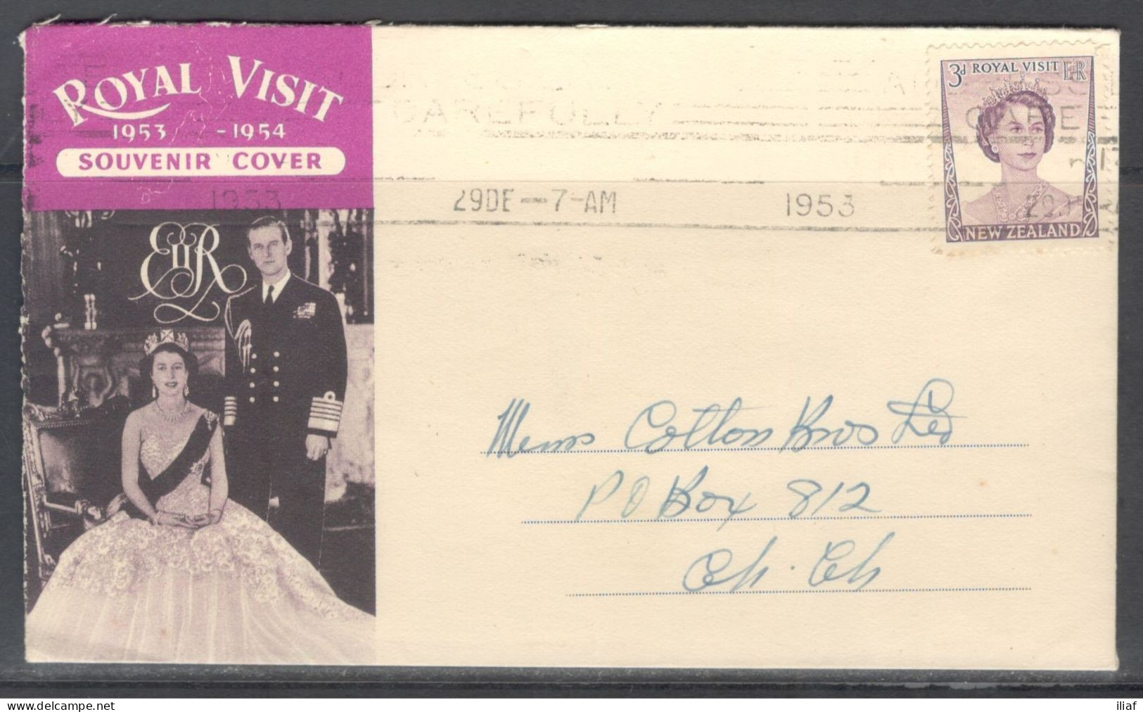 New Zealand.   Royal Visit 1953-1954.  Machine Cancellation On Souvenir Cover. - Lettres & Documents