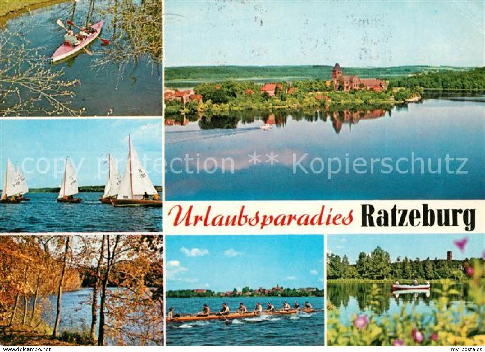 73226686 Ratzeburg Segelboote Kanuten Panorama Ratzeburg - Ratzeburg