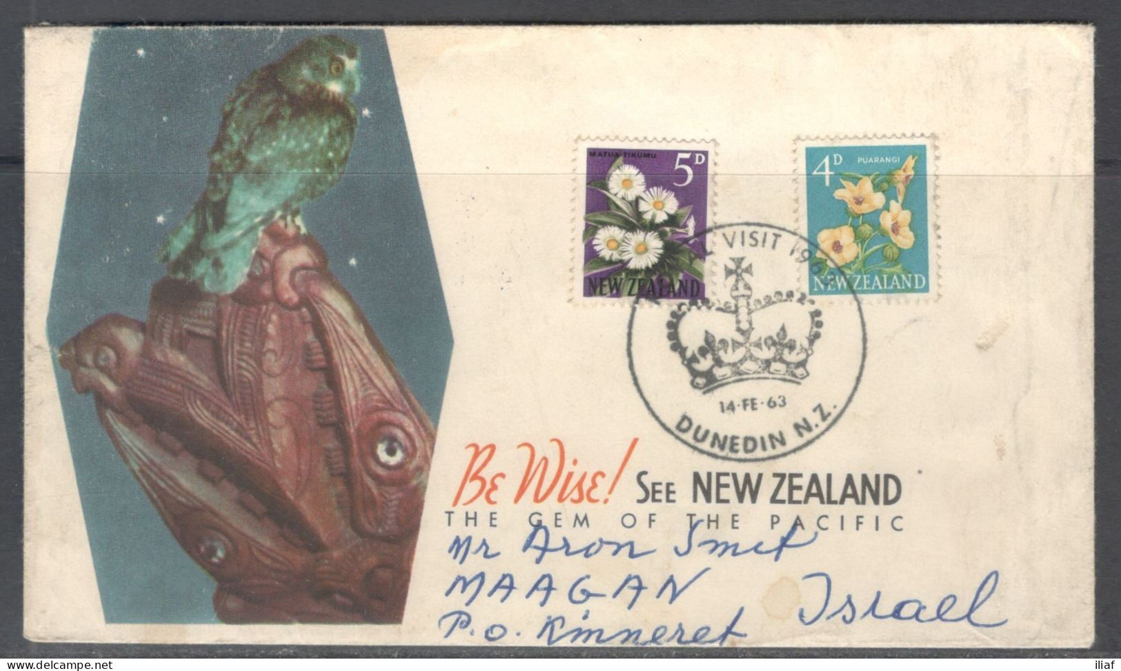 New Zealand.   Royal Visit 1963.  Special Cancellation On Souvenir Cover. - Covers & Documents