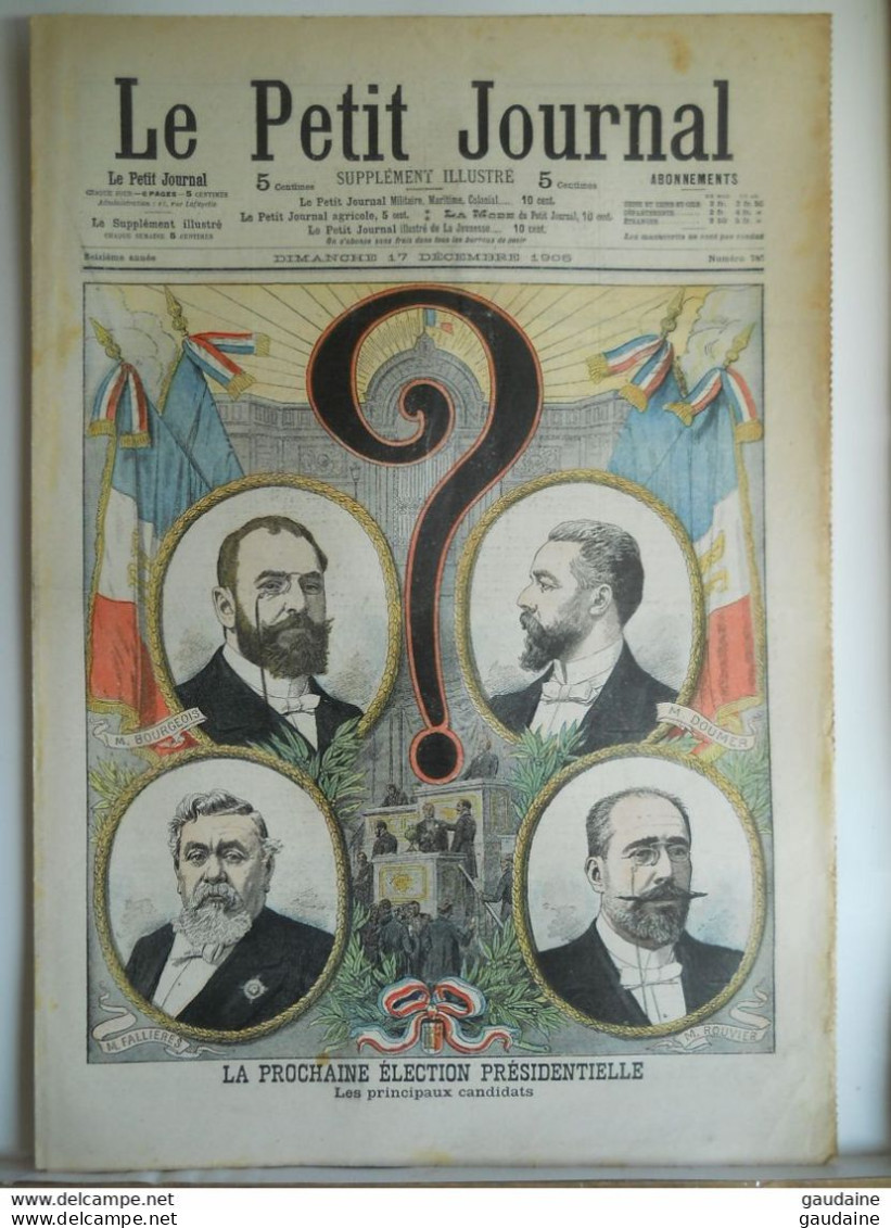 Le Petit Journal N°787 – 17 Décembre 1905 –candidats Bourgeois, Doumer, Fallières, Rouvier – Russie Service Des Postes - Le Petit Journal