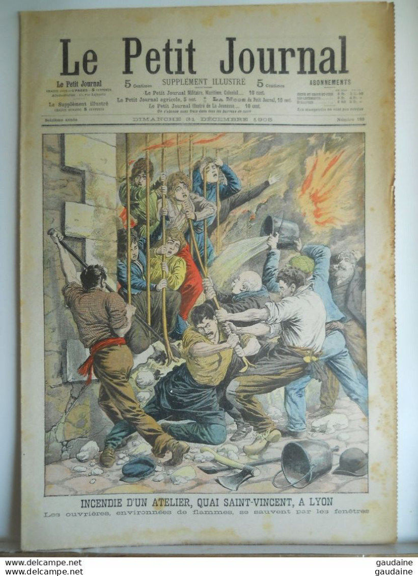 Le Petit Journal N°789 – 31 Décembre 1905 – Incendie à Lyon Quai Saint-Vincent – Assassinat  D’un Buraliste à Courbevoie - Le Petit Journal