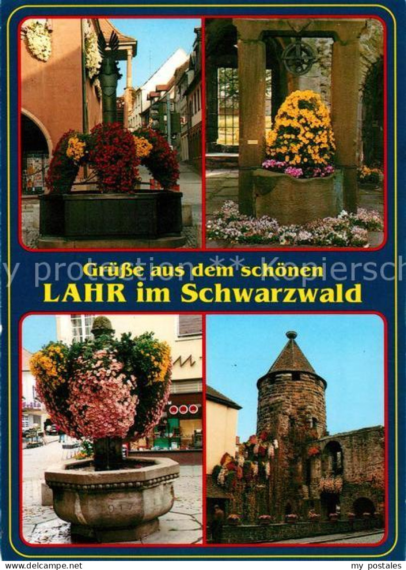 73226331 Lahr Baden Innenstadt Brunnen Blumenschmuck Storchenturm Lahr Baden - Lahr